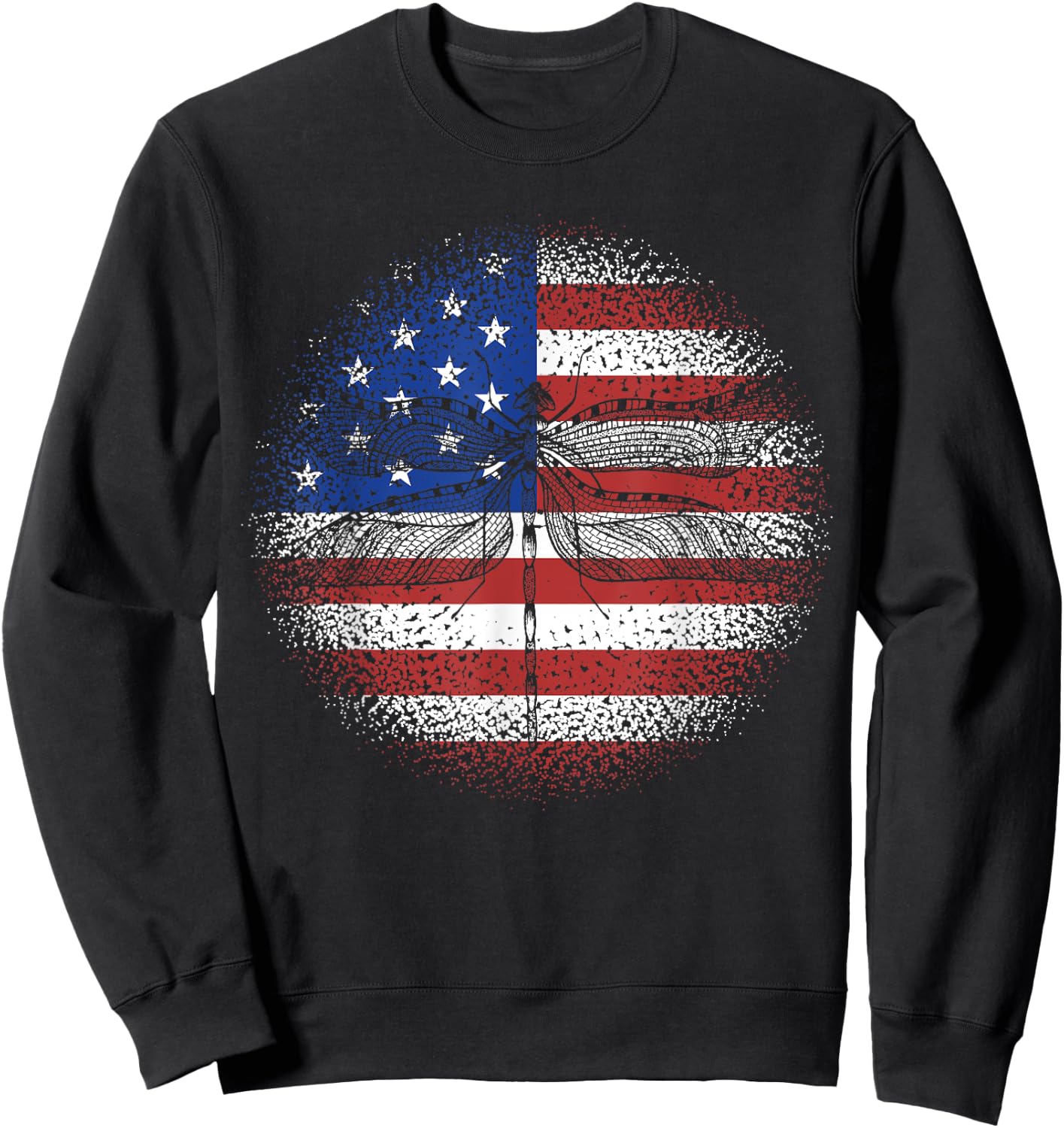 Dragonfly American Flag USA Patriotic 4th Of July Women Kids Men Sweatshirt - Sweatshirt | Black