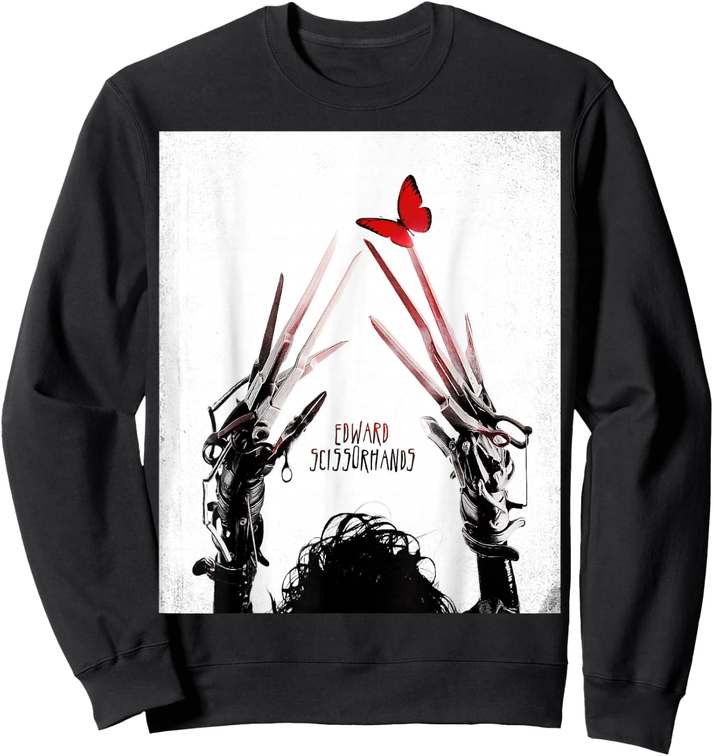 Tim Burton's Edward Scissorhands Red Butterfly Movie Poster Small Sweatshirt - Sweatshirt | Black