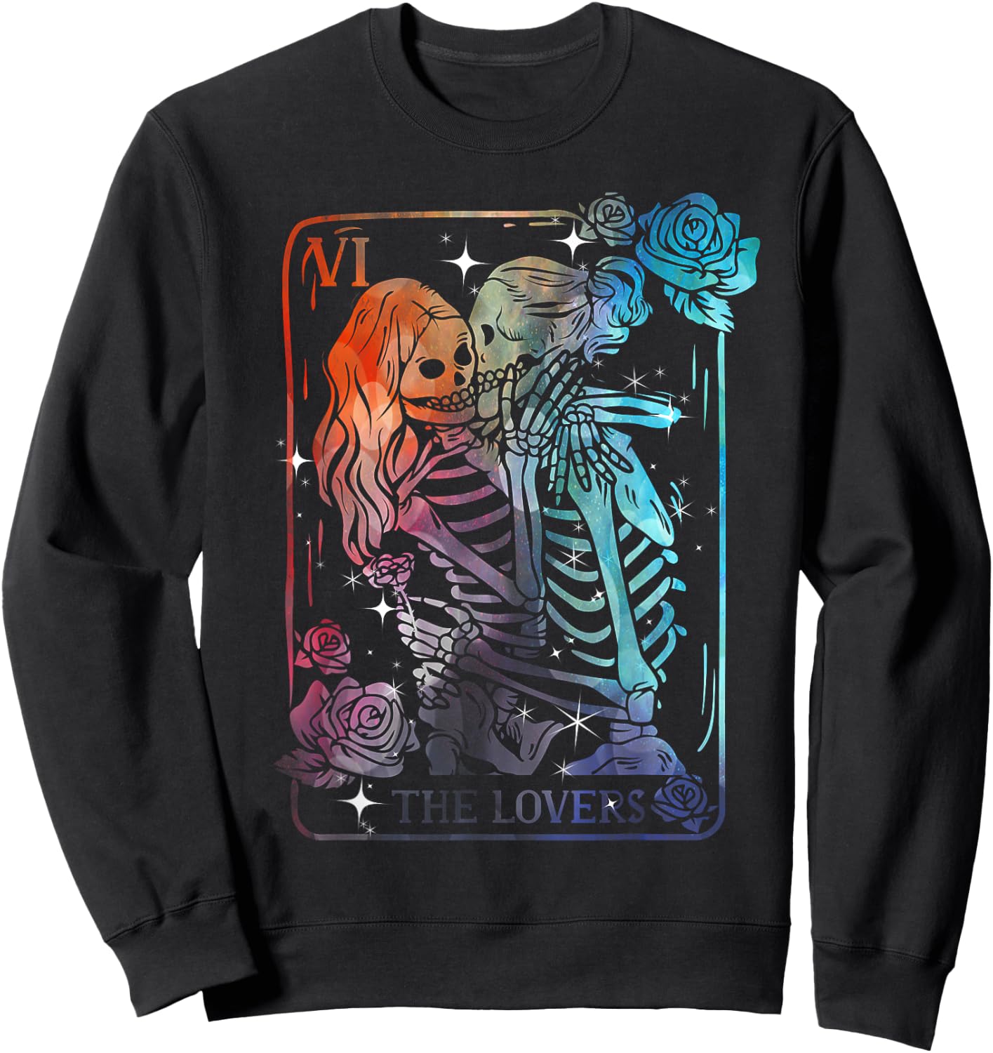 The Lovers Tarot Card Occult Goth Halloween Gothic Kissing Sweatshirt - Sweatshirt | Black