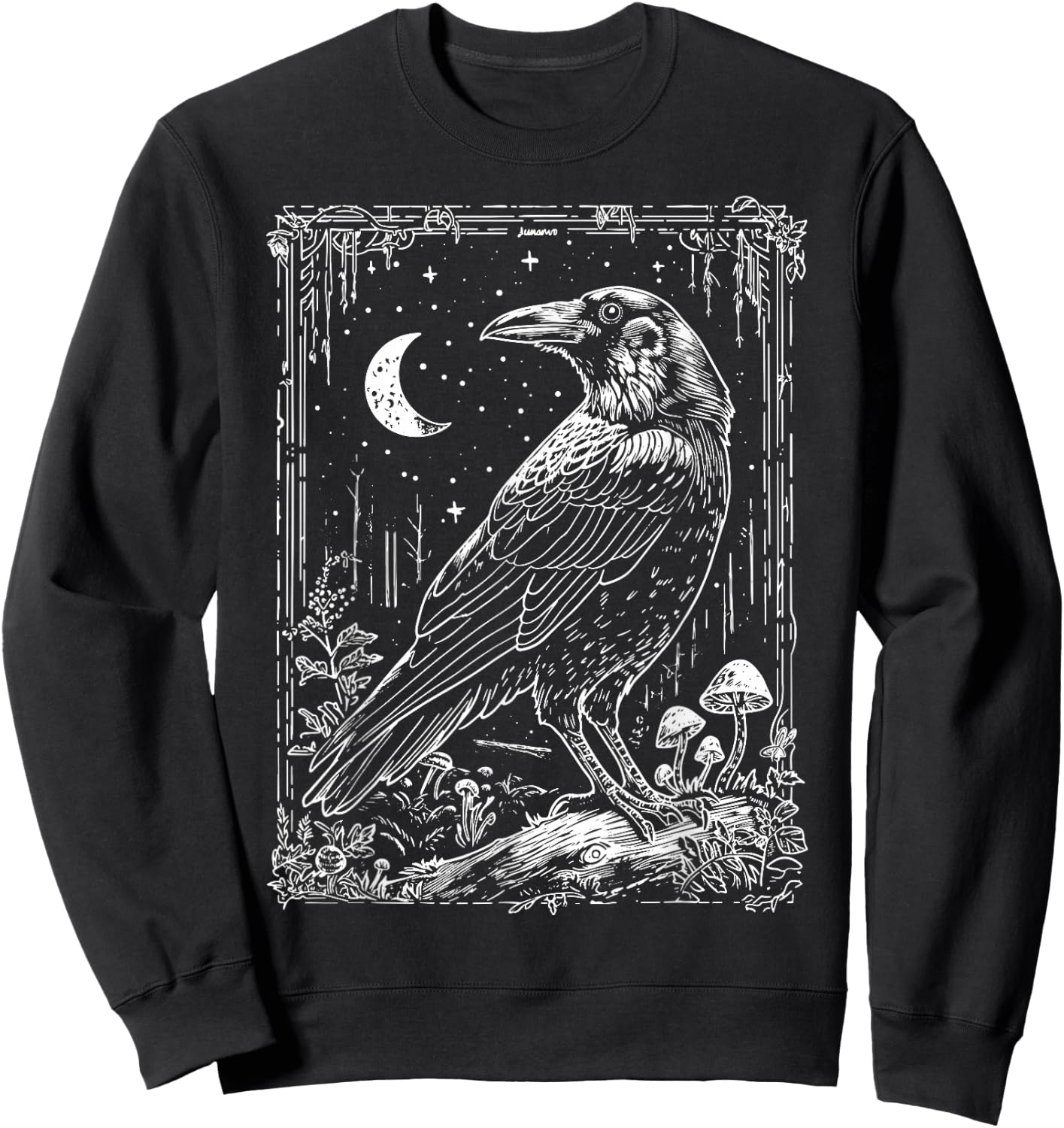 Raven Crow | Dark Academia Witchy Wicca Witchcore Crowcore Sweatshirt - Sweatshirt | Black