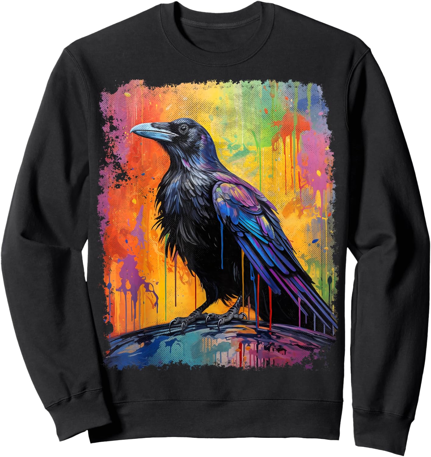 A Crow Graphic Rainbow Sweatshirt - Sweatshirt | Black