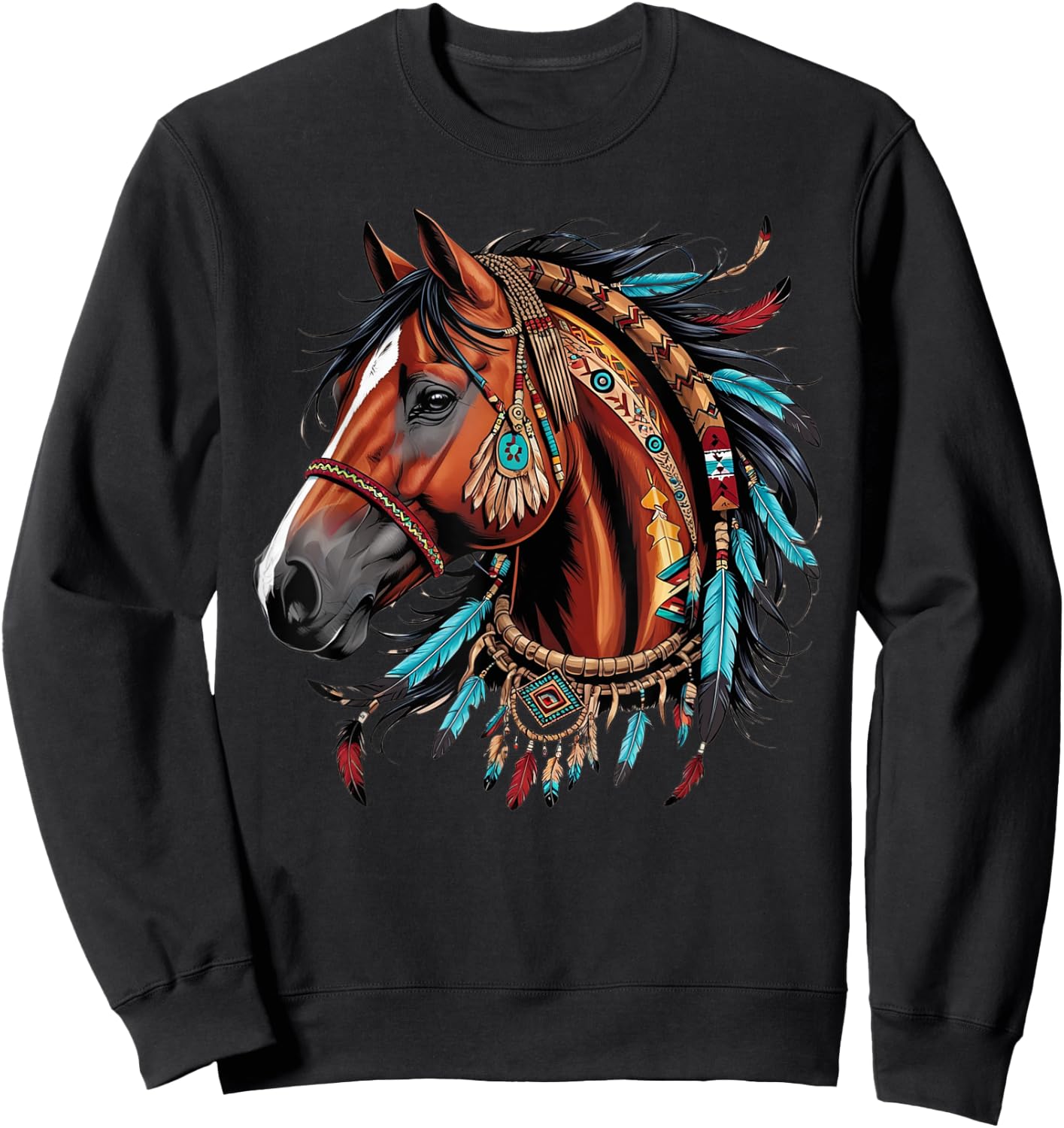 Horse Native American Indigenous Heritage indian Pride Sweatshirt - Sweatshirt | Black