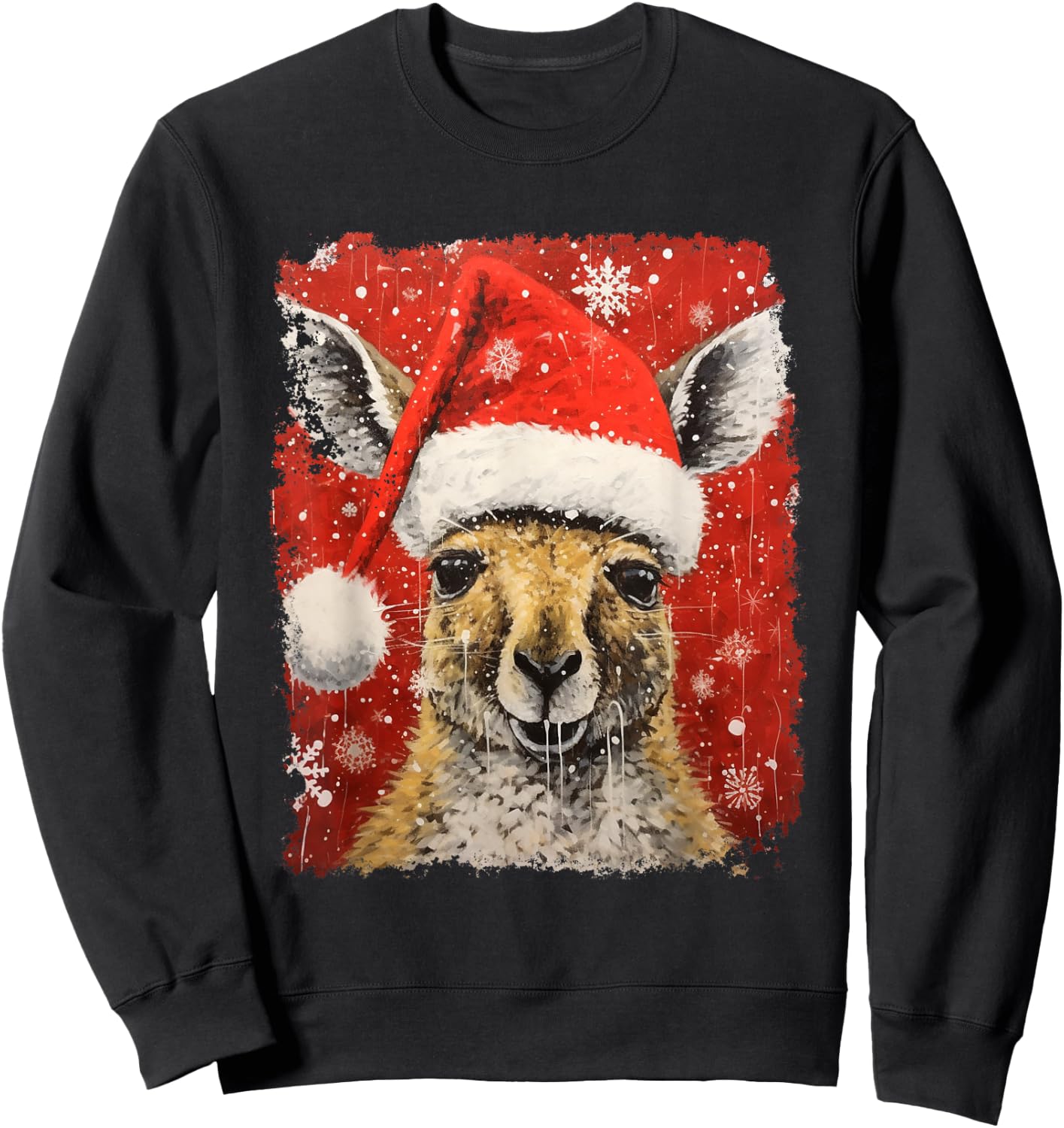 Pop Art Vintage Zoo Australia Animal Christmas Kangaroo Sweatshirt - Sweatshirt | Black