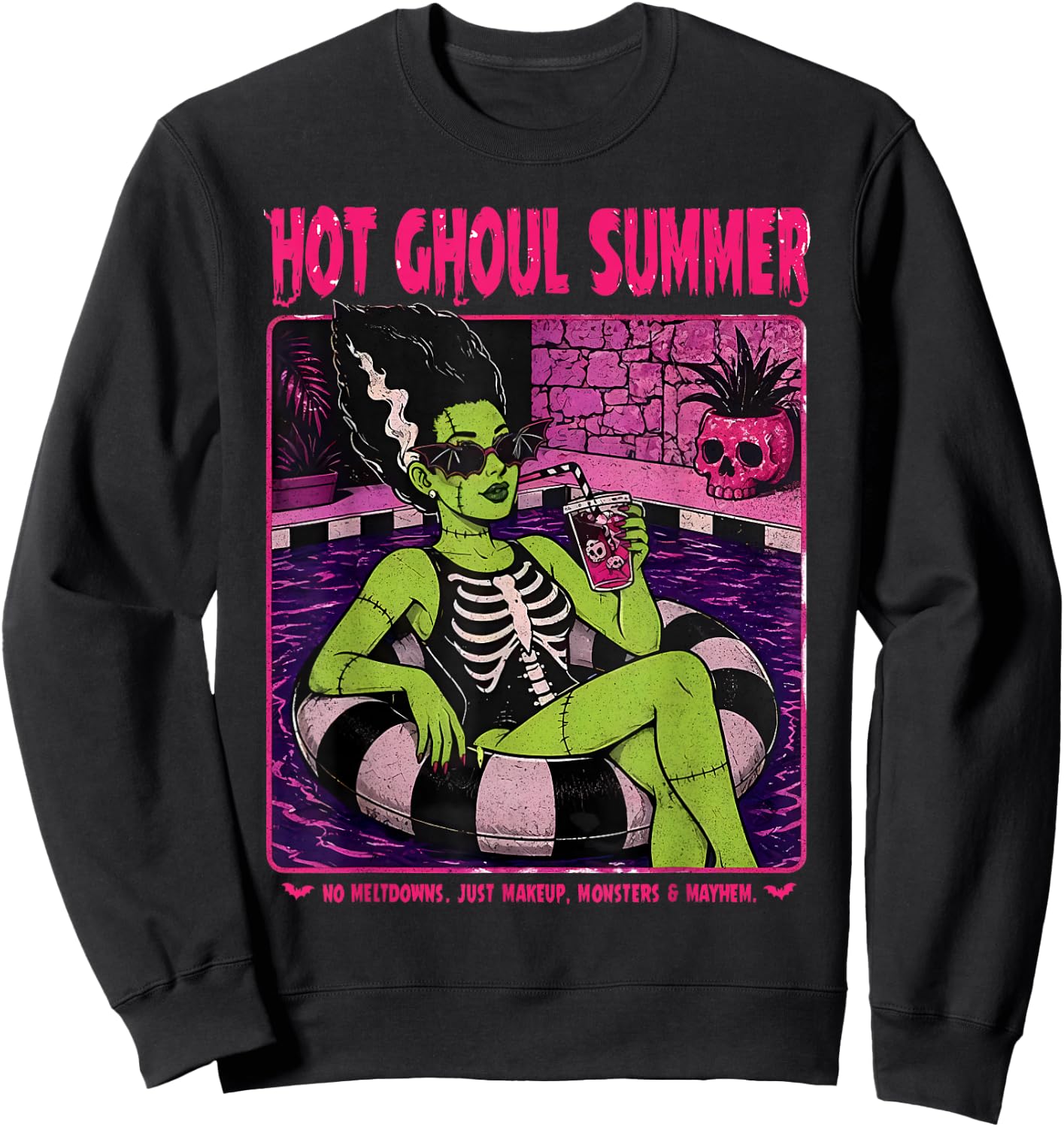 Retro Funny The Bride Frankenstein Monster Hot Ghoul Summer Sweatshirt - Sweatshirt | Black