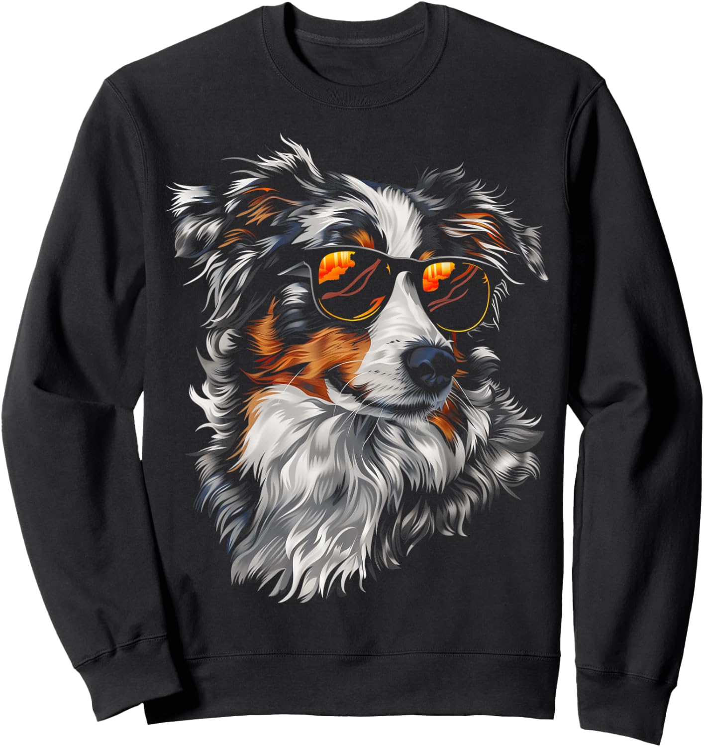 Australian Shepherd Sunglasses Funny Dog Mom Dad Sweatshirt - Sweatshirt | Black