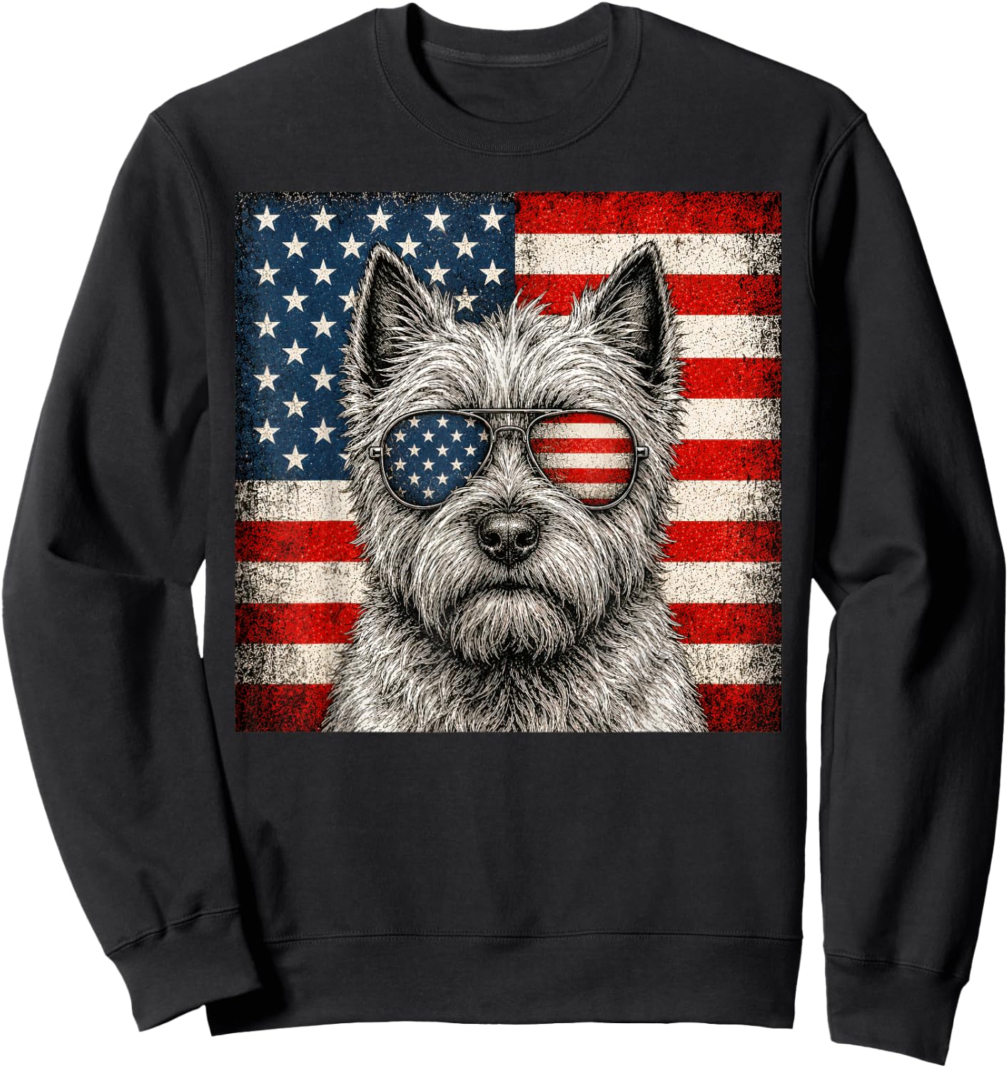 Cairn Terrier 4th of July US American Flag Dog Patriotic Sweatshirt - Sweatshirt | Black