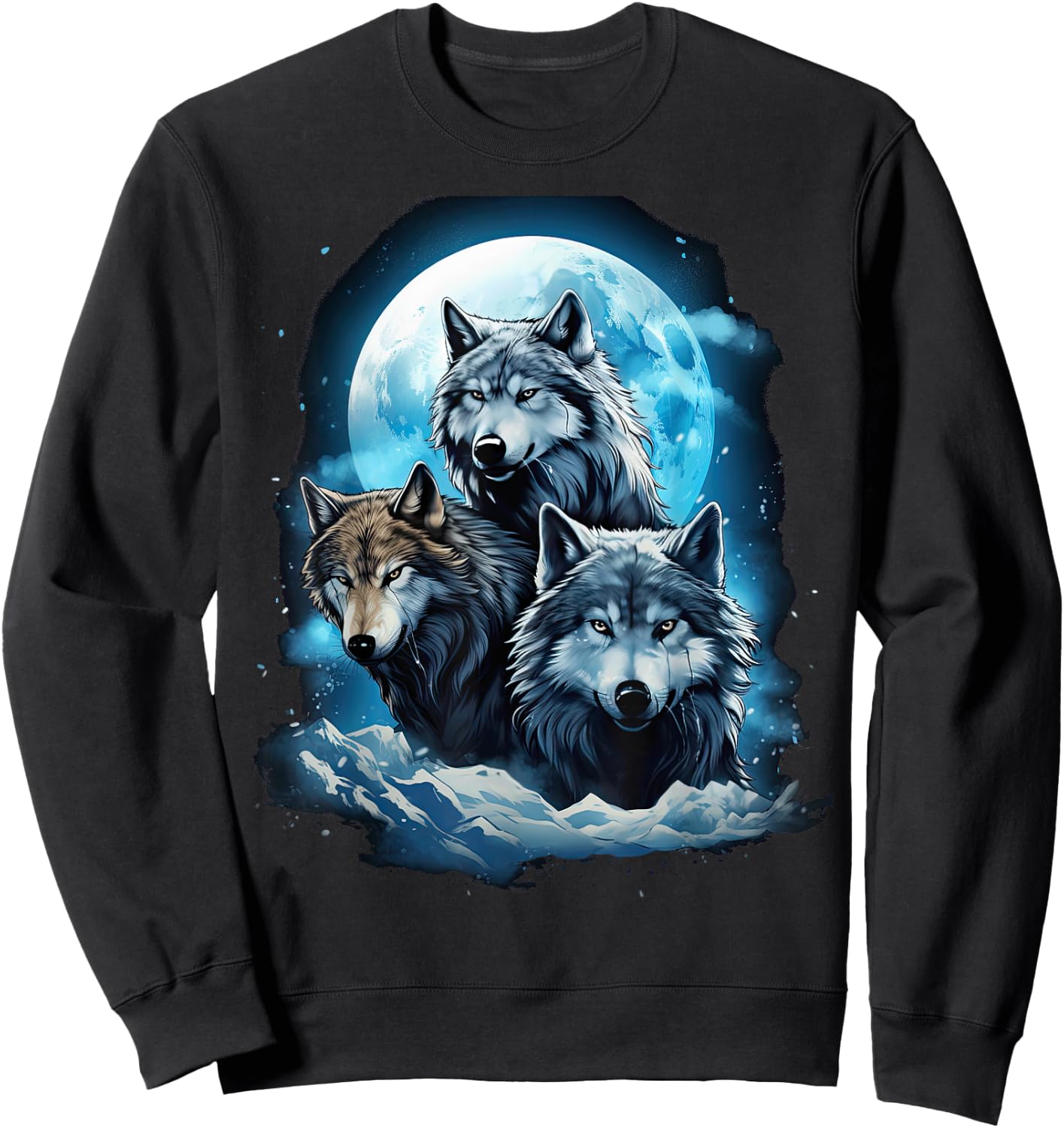 Wolves Howling Before the Moon Wolf Wild Animals , black Sweatshirt - Sweatshirt | Black
