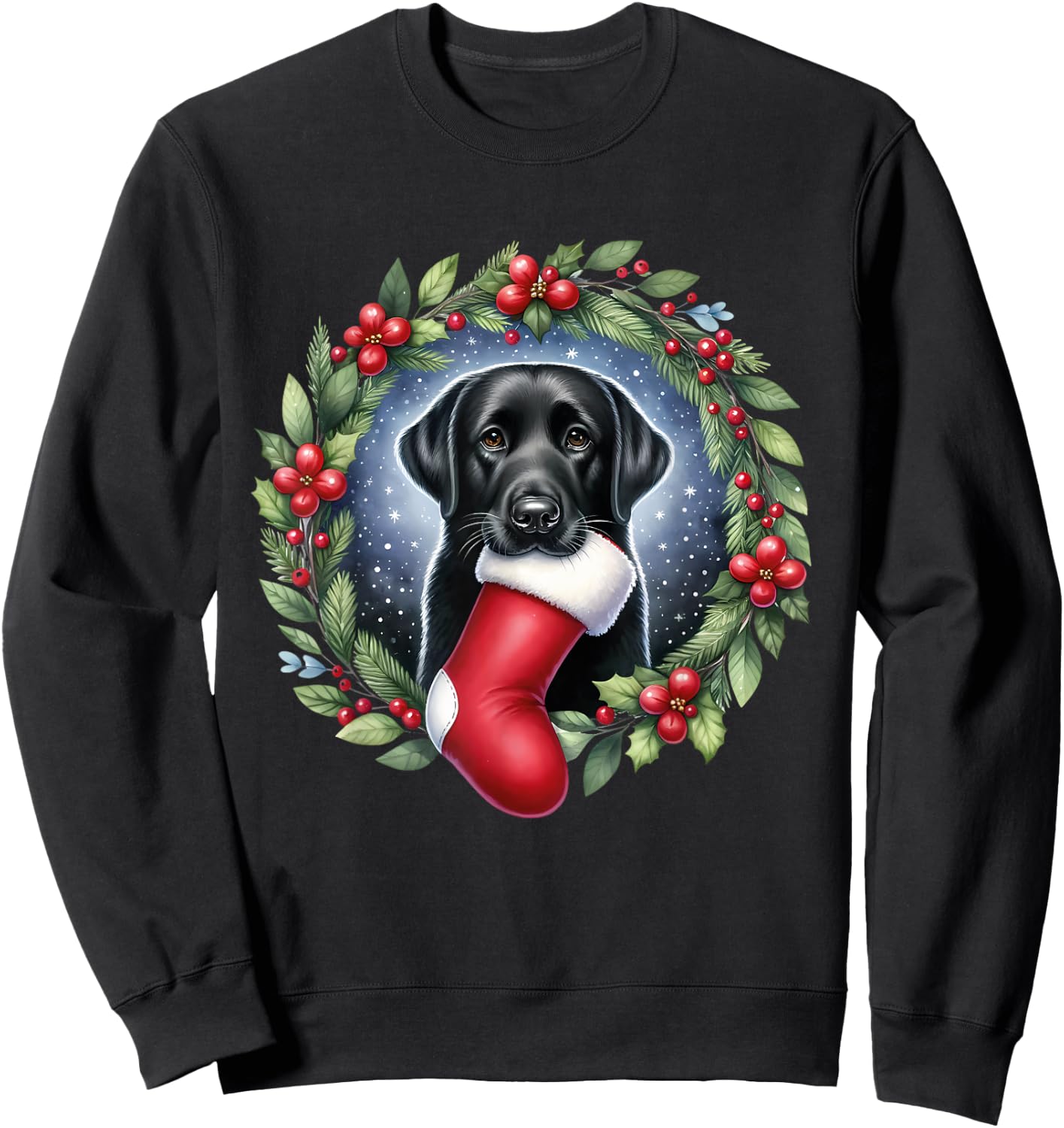 Dog Black Labrador Retriever Christmas Sweatshirt - Sweatshirt | Black