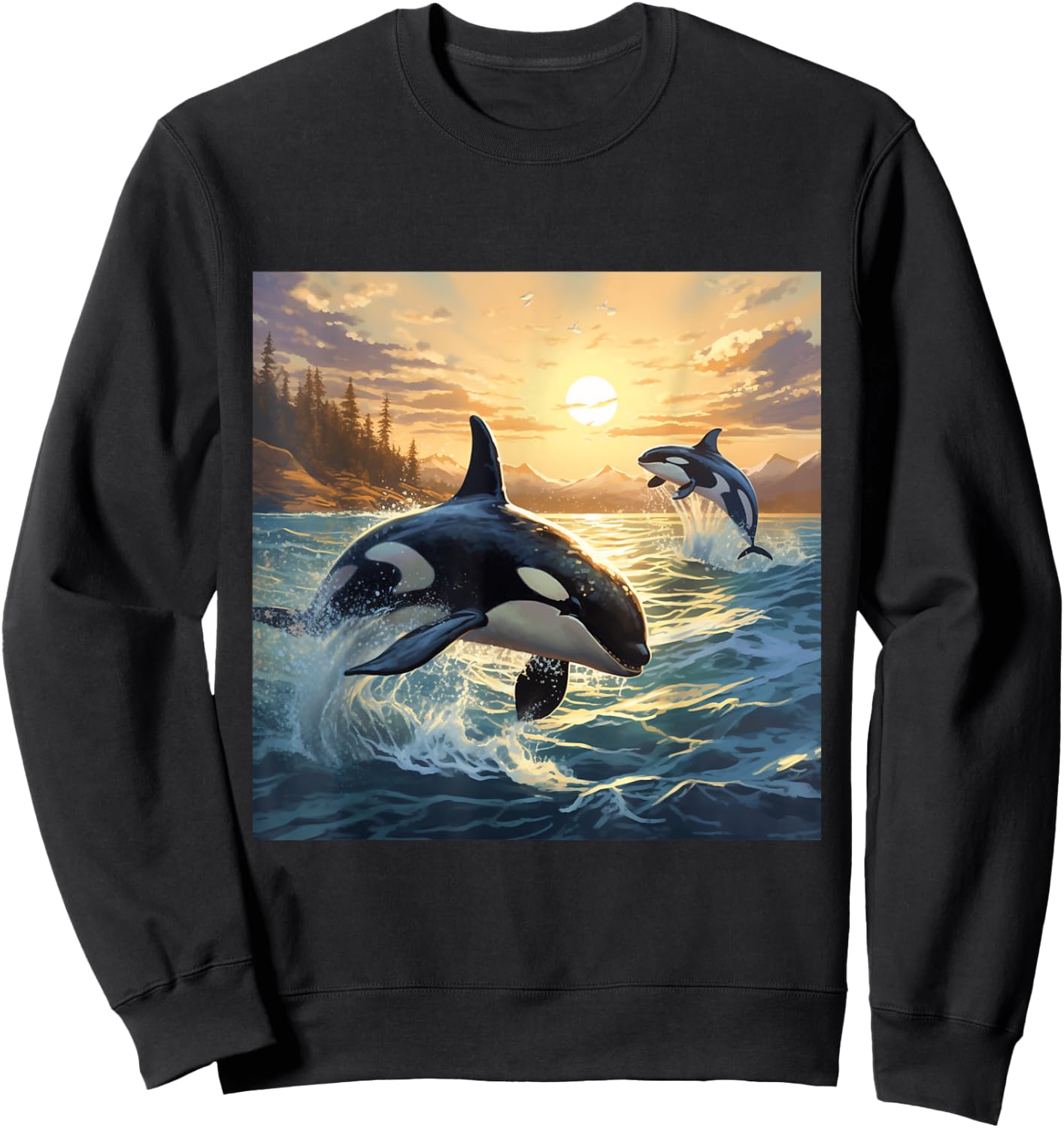 Killer Whale Orca Majestic Gift Men Boys Kids Girls Women Sweatshirt - Sweatshirt | Black