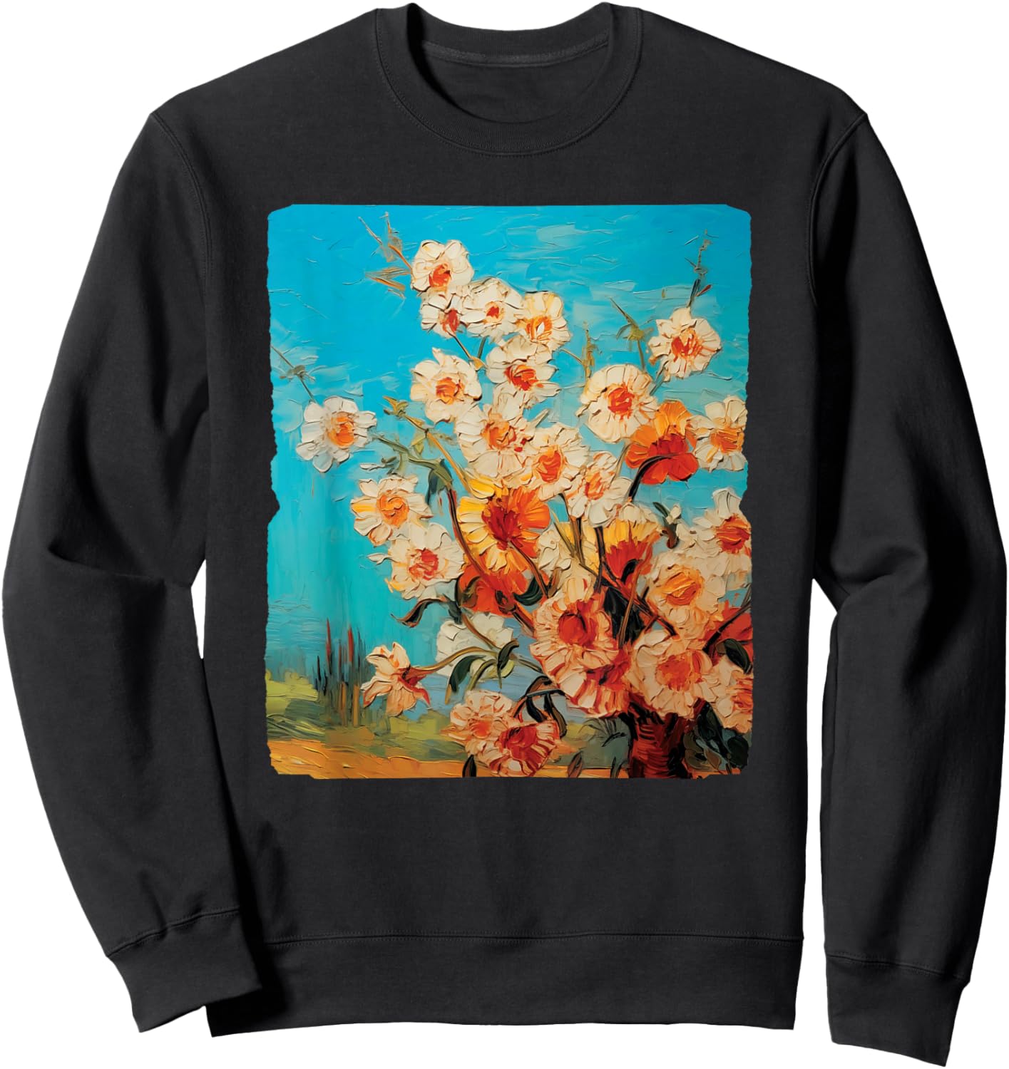 Van Gogh's Artistic Almond Blossom Starry Night Sweatshirt - Sweatshirt | Black