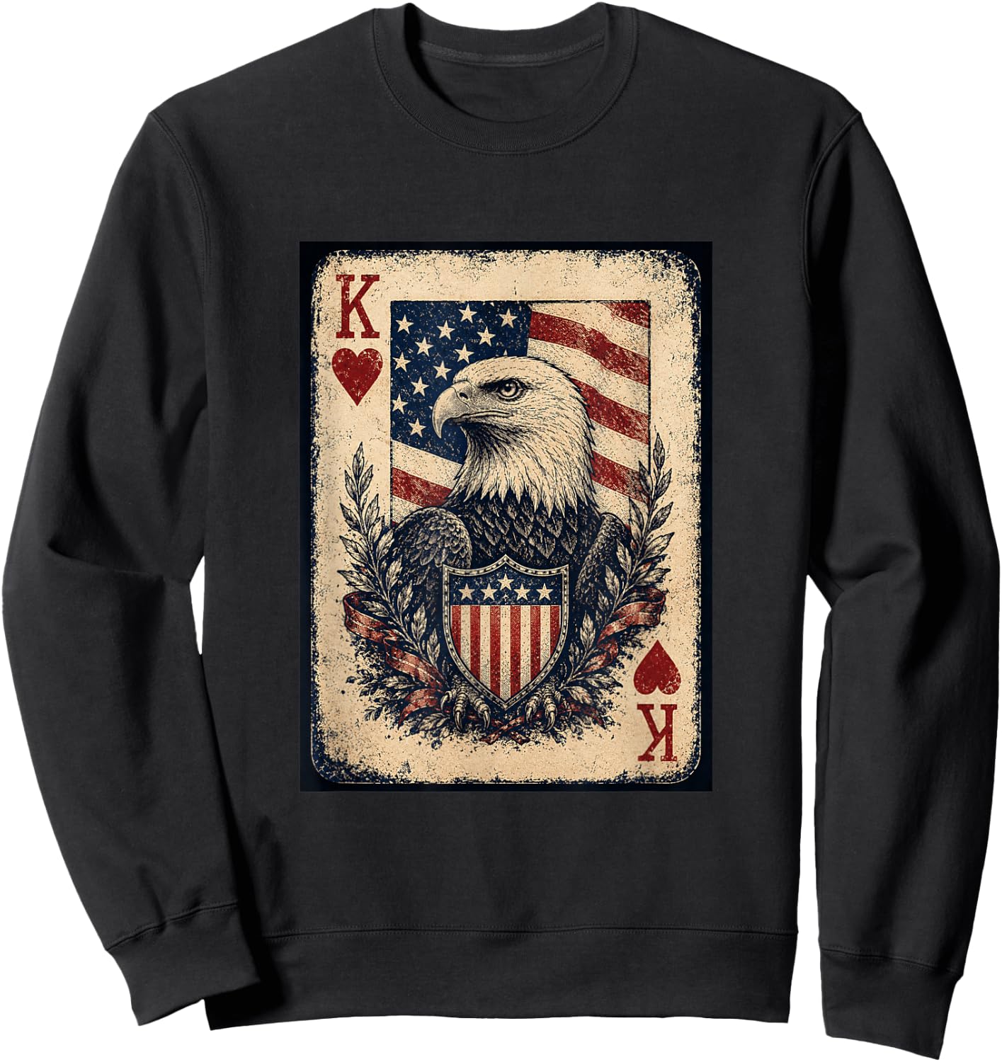 America USA 250 Years Classic Playing Card Sweatshirt - Sweatshirt | Black