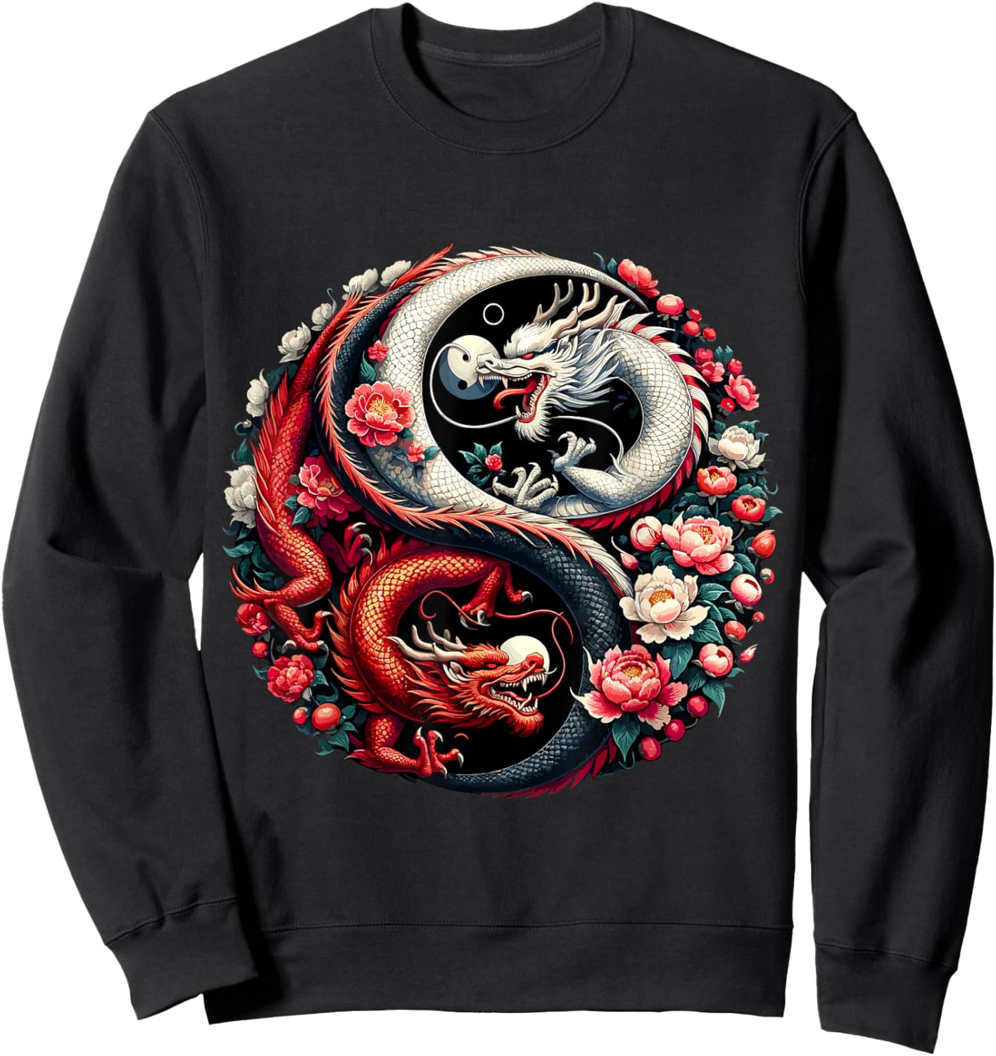 Dragon Yin Yang Chinese Dragon Year Sweatshirt - Sweatshirt | Black