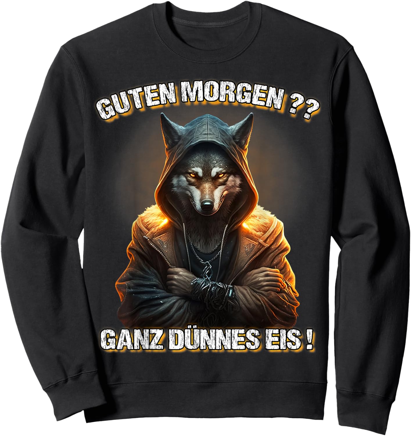 Guten Morgen? Ganz Dünnes Eis! Lustiges Wolf Kaffee Sweatshirt - Sweatshirt | Black