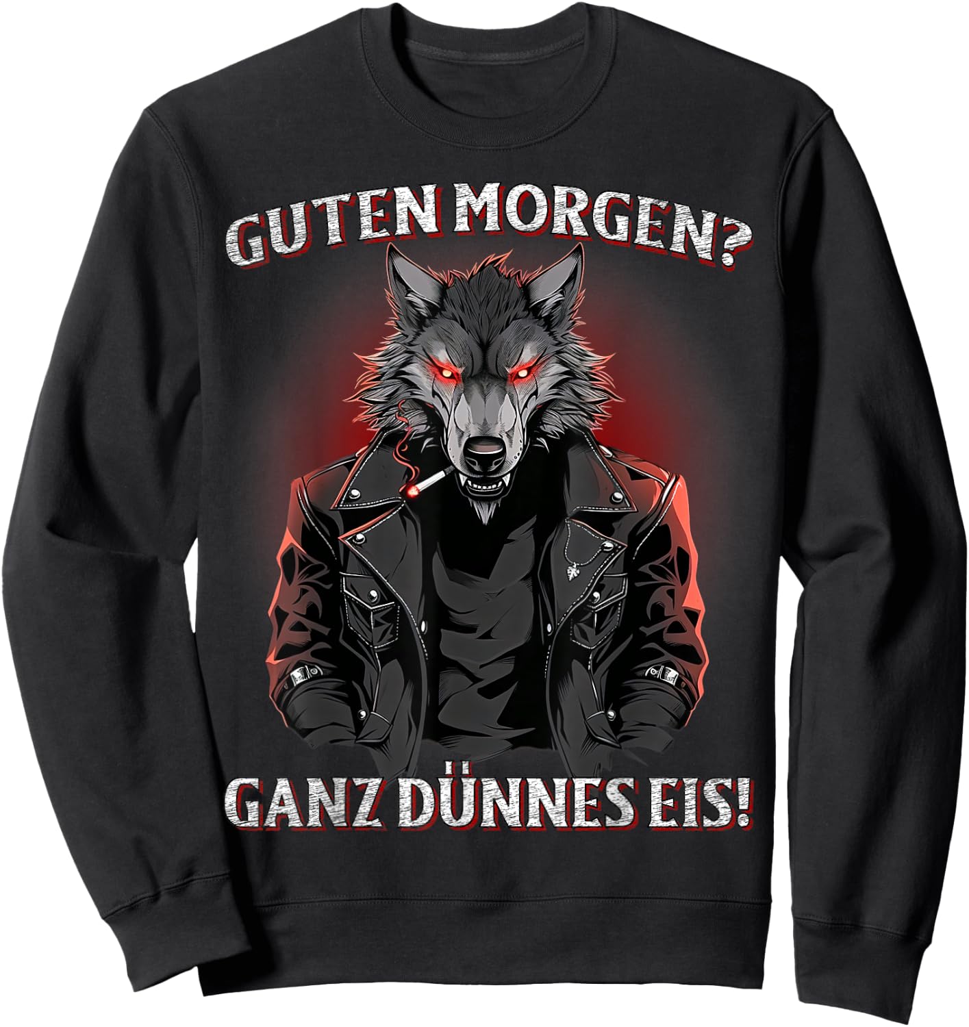 Guten Morgen? Ganz Dünnes Eis! Lustiges Wolf Kaffee Sweatshirt - Sweatshirt | Black