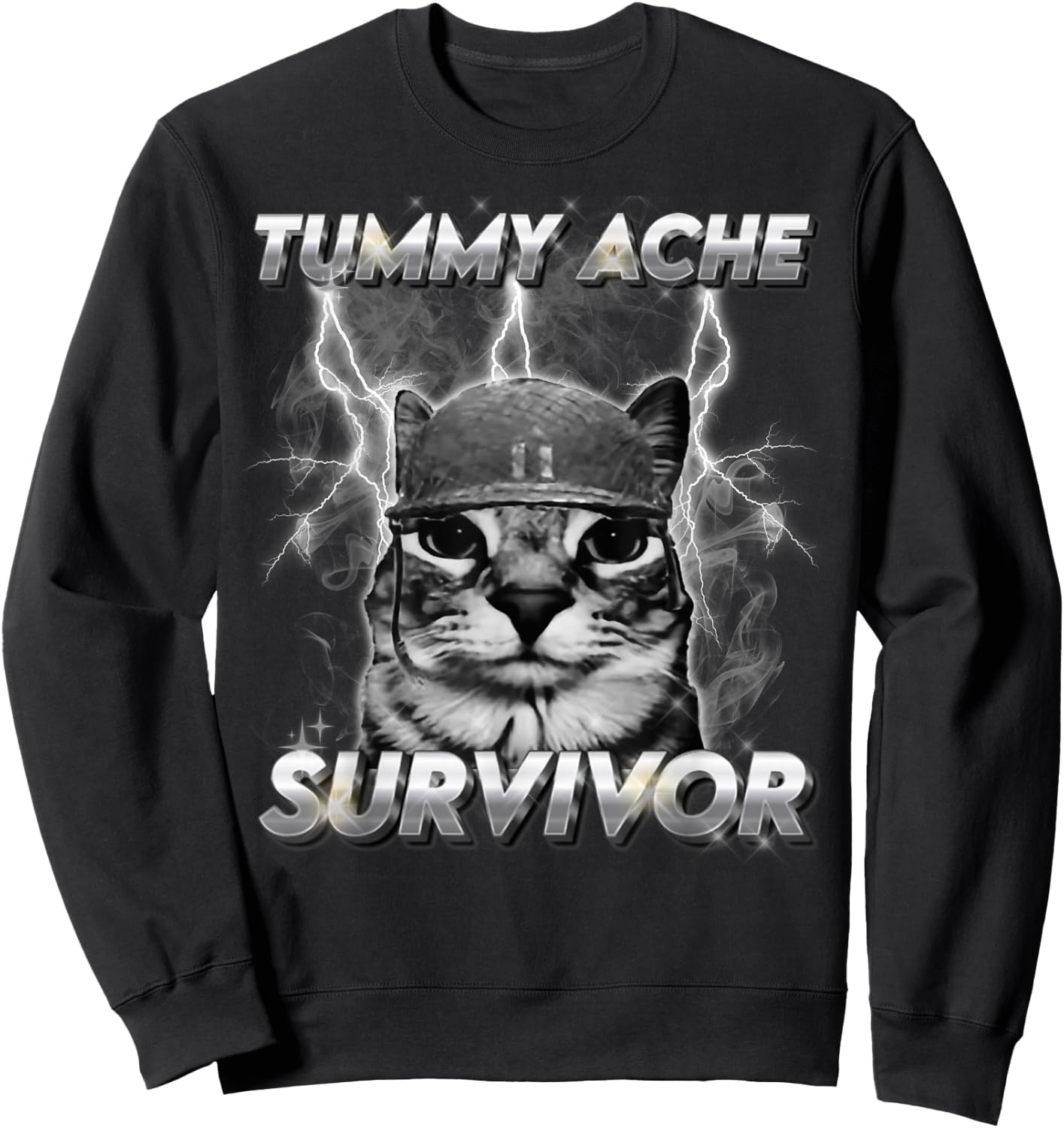 Lustiges Katzen-Meme Ich Habe die heutigen Bauchschmerzen überlebt Sweatshirt - Sweatshirt | Black