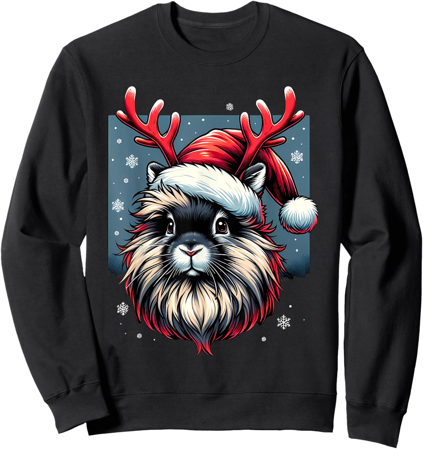 Christmas Lionhead Rabbit Reindeer Sweatshirt - Sweatshirt | Black