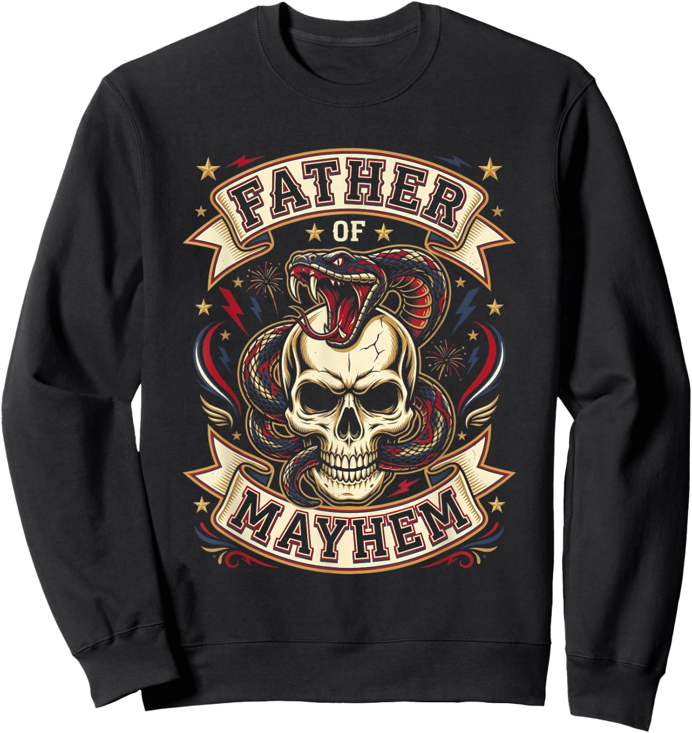 Men Dad Funny Father's Day Matching Family Father of Mayhem Sweatshirt - Sweatshirt | Black
