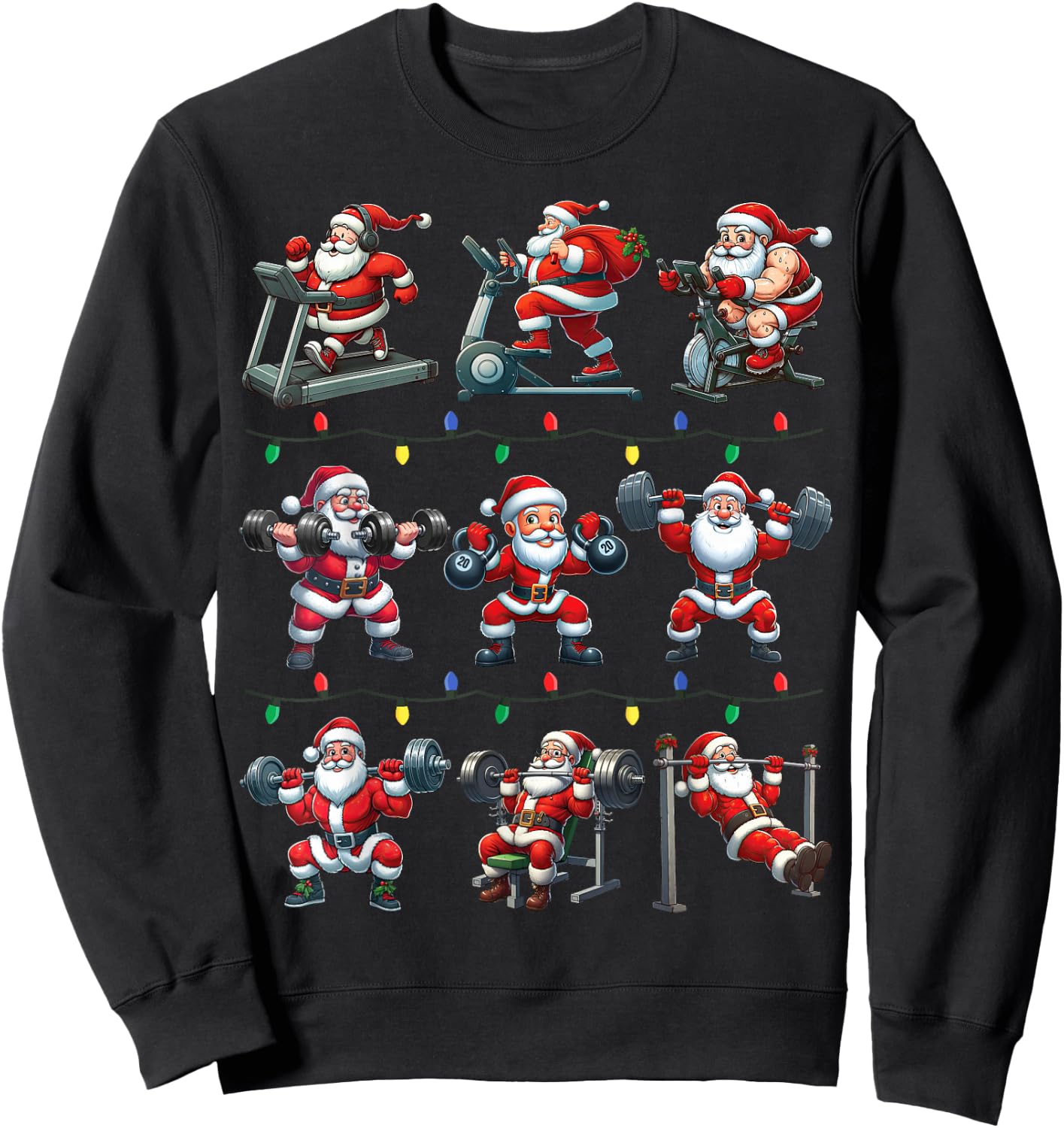 Santa Fitness Collection Gym Workout Weightlifting Christmas Sweatshirt - Sweatshirt | Black