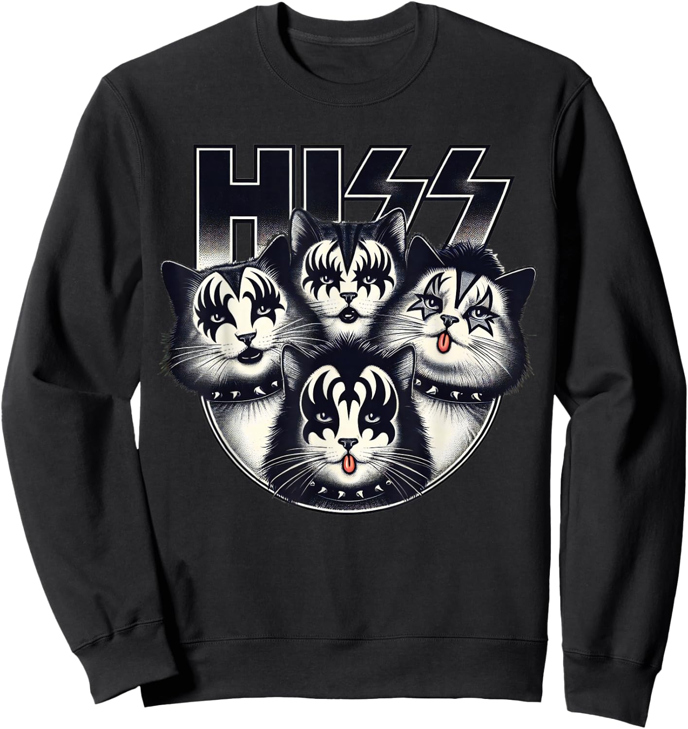 Cute Hiss Cats Rock Kittens Kitty Rocking Music Cat Lovers Sweatshirt - Sweatshirt | Black