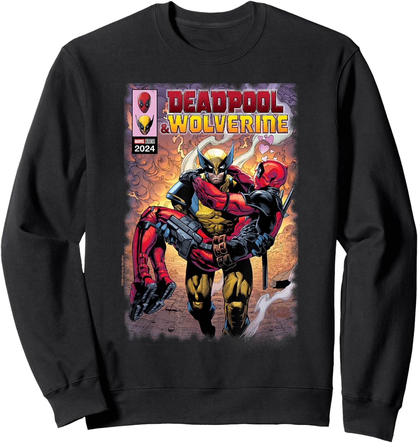 Marvel Deadpool & Wolverine Wolverine Saves Deadpool Comic , black Sweatshirt - Sweatshirt | Black