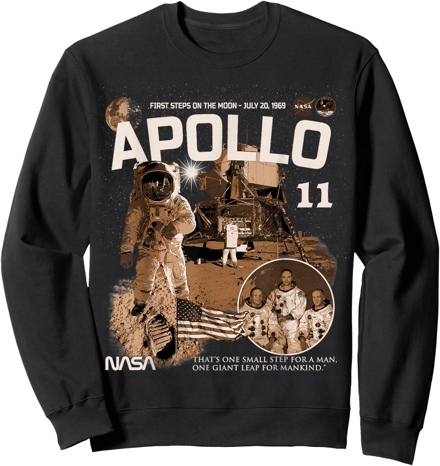 NASA Apollo 11 Mission July 20, 1969 , Black, S Sweatshirt - Sweatshirt | Black