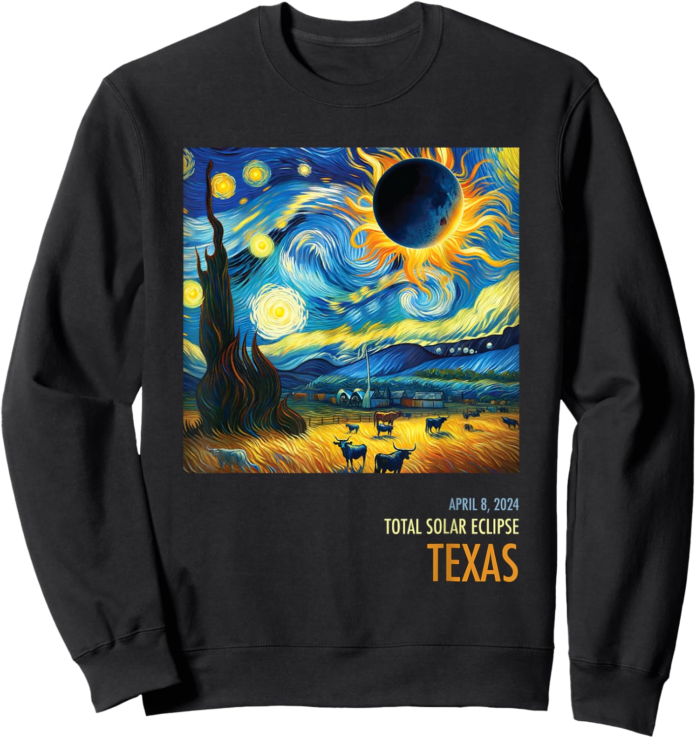 Total Solar Eclipse 2024 Texas Sweatshirt - Sweatshirt | Black