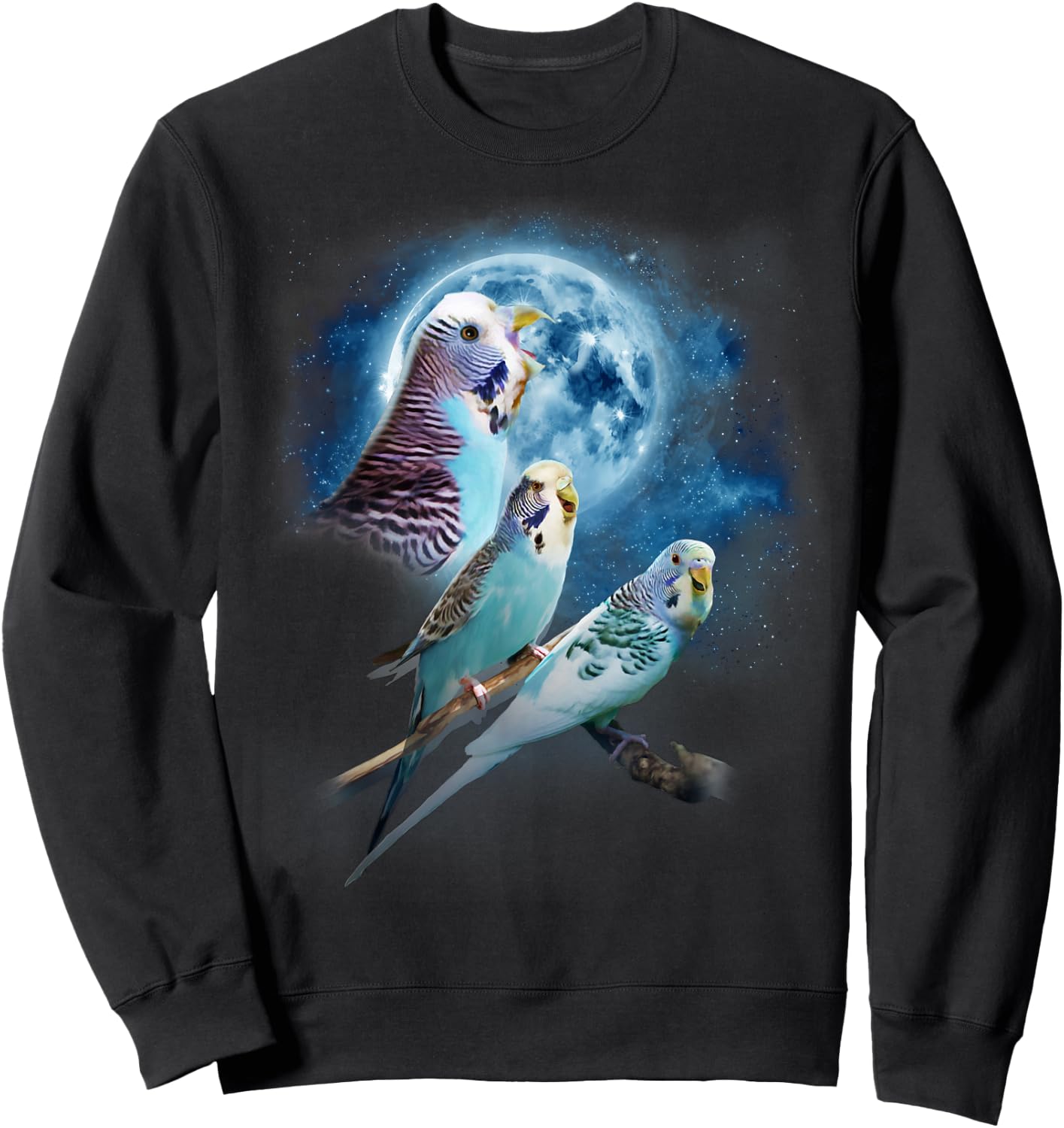 Howling at the Moon Shirt - Parakeet Shirt - Funny Budgie Sweatshirt - Sweatshirt | Black