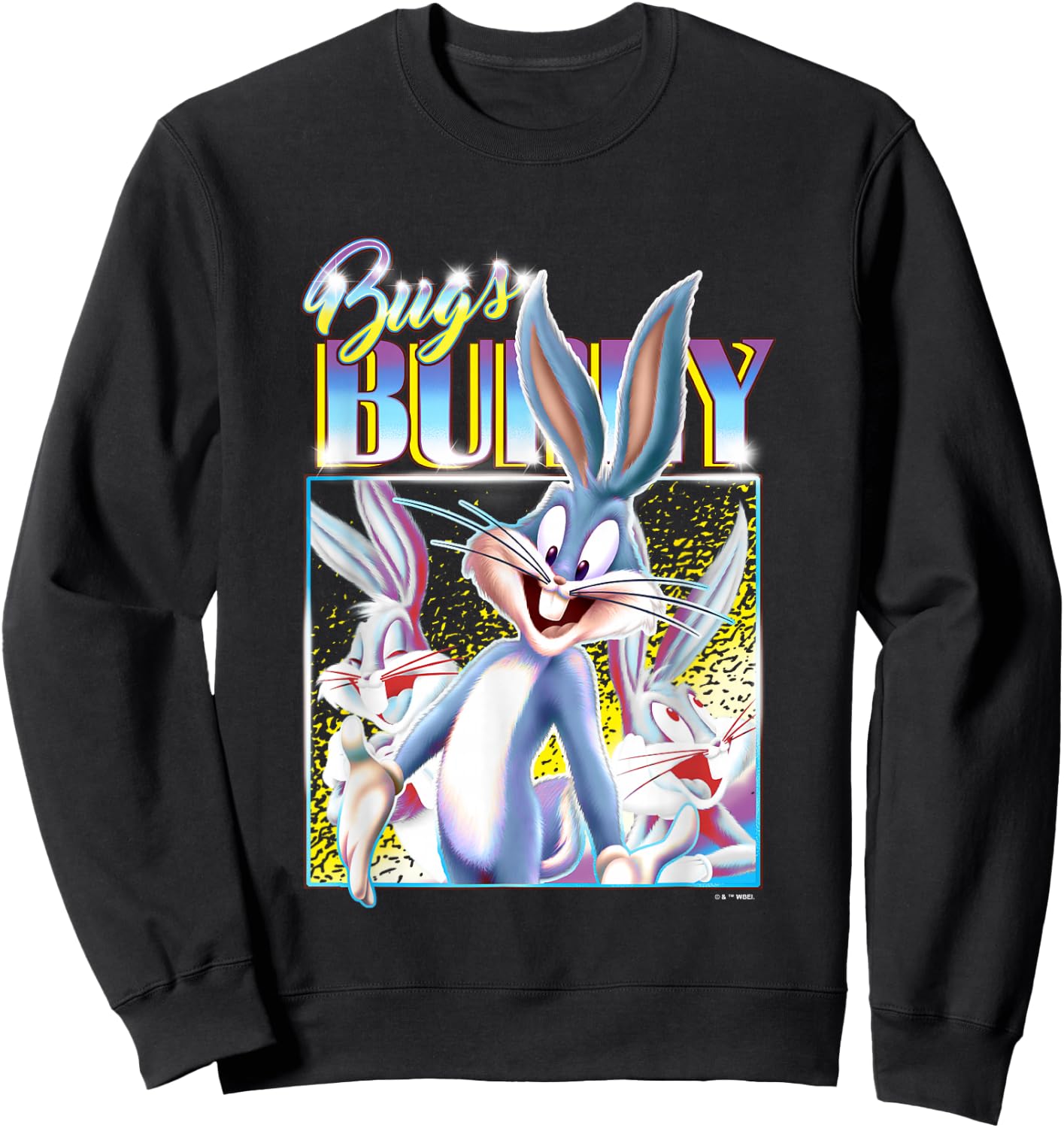 Looney Tunes Bugs Bunny Neon Lights Camera Action Sweatshirt - Sweatshirt | Black