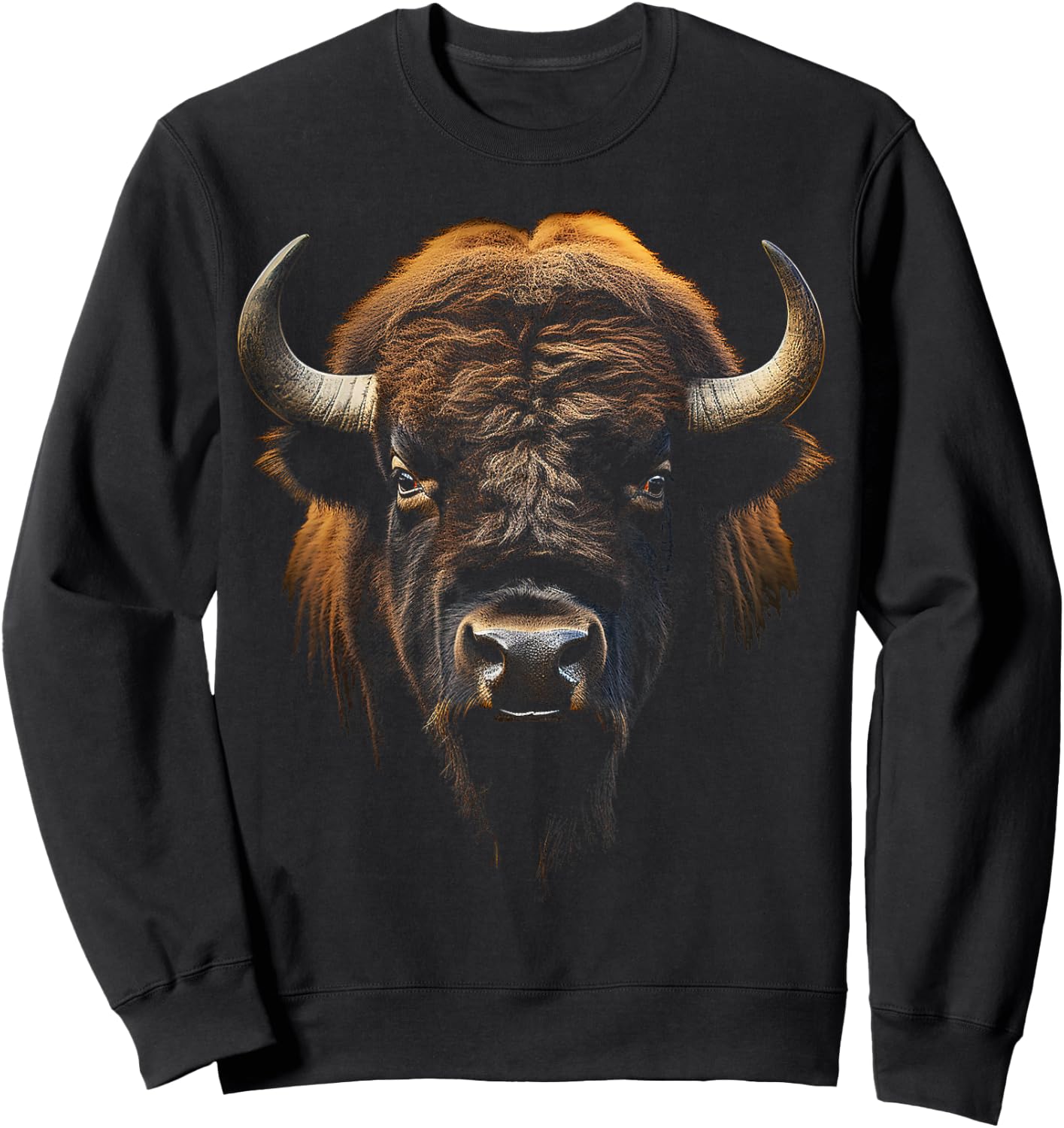 Bison Portrait Tier Zoo Kunst Bison Sweatshirt - Sweatshirt | Black