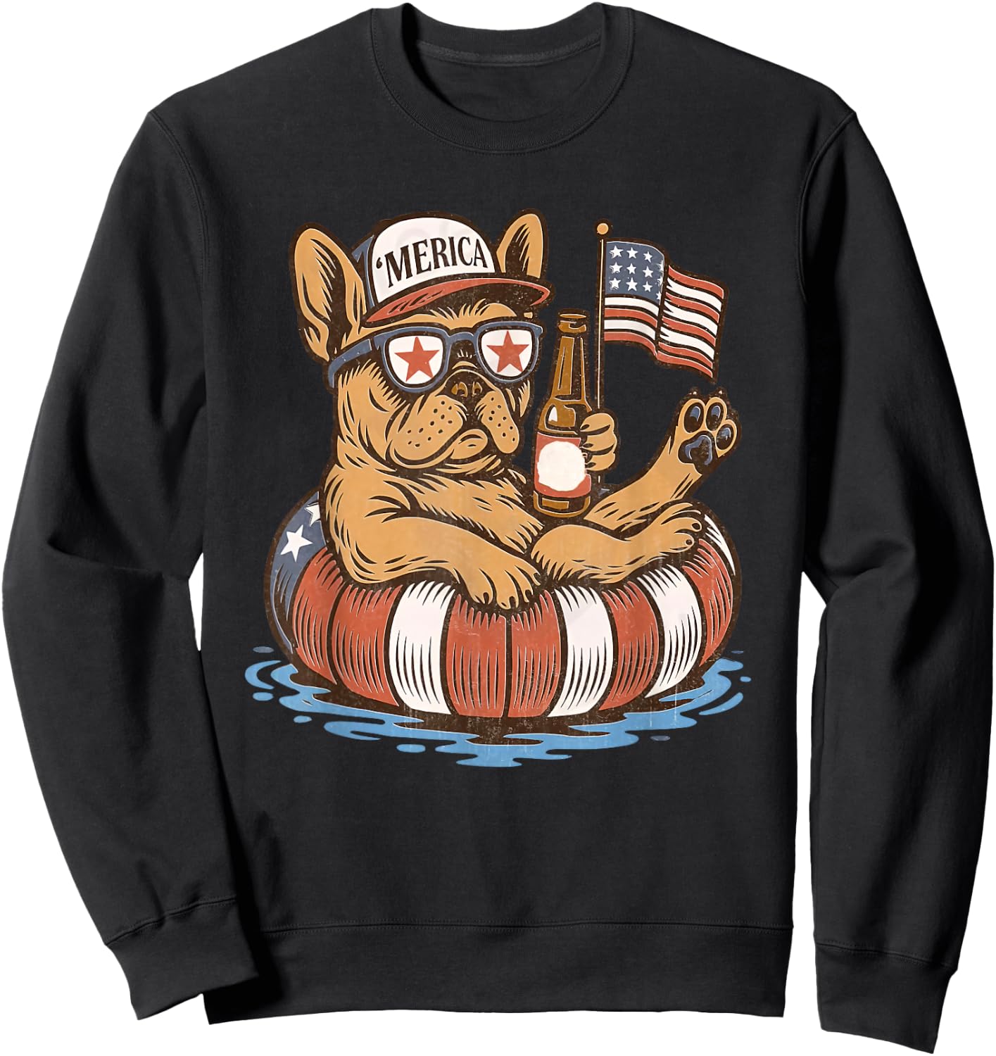 Merica Patriotic Frenchie 4th of July Sweatshirt - Sweatshirt | Black