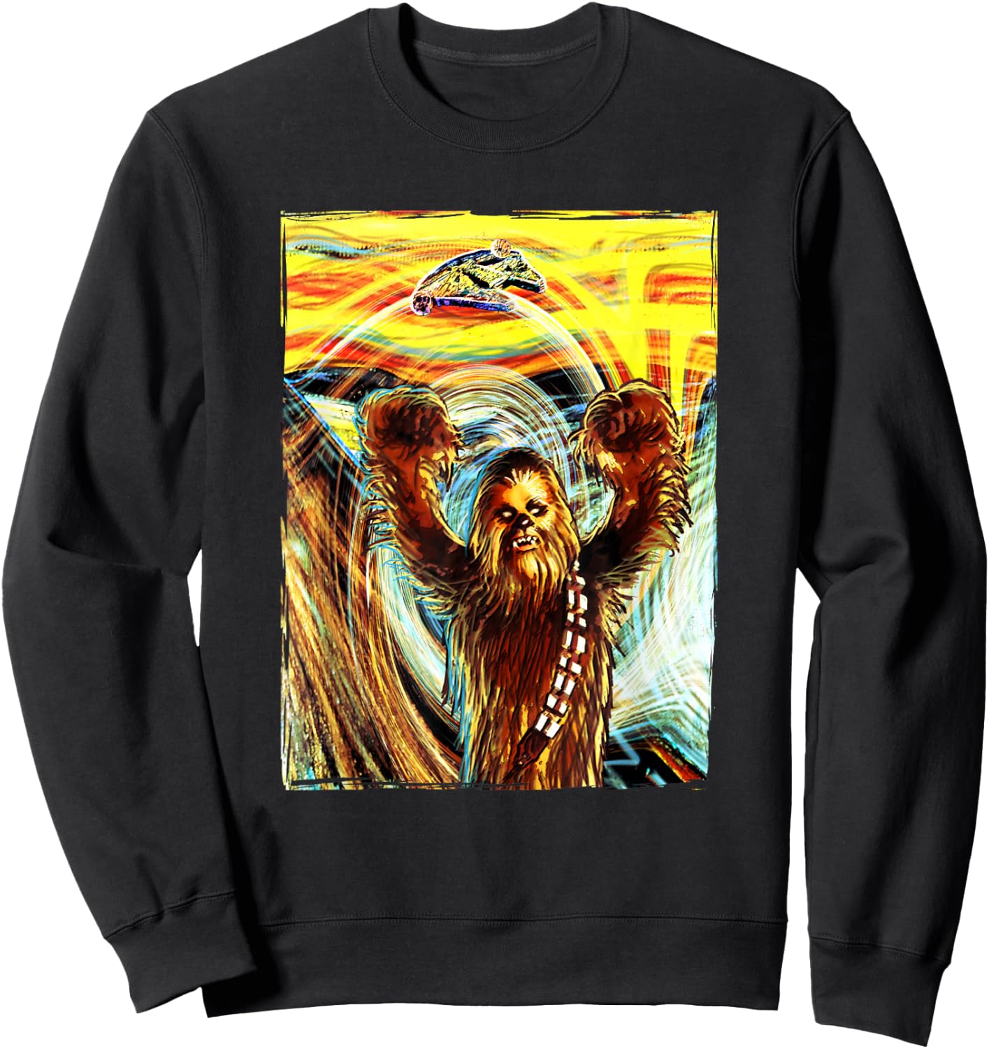 Star Wars Chewbacca Millennium Falcon The Scream Art Poster Sweatshirt - Sweatshirt | Black