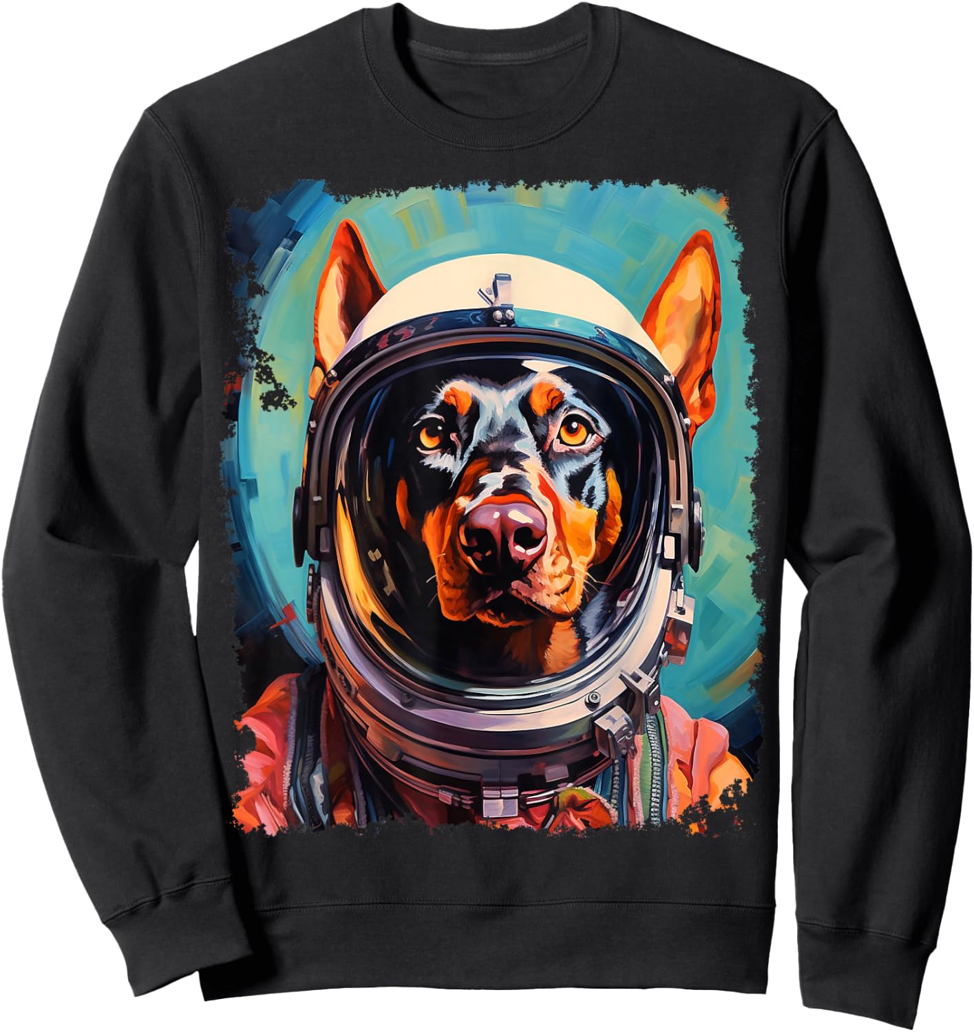 Pop Art Dog Doberman Space Astronaut Sweatshirt - Sweatshirt | Black