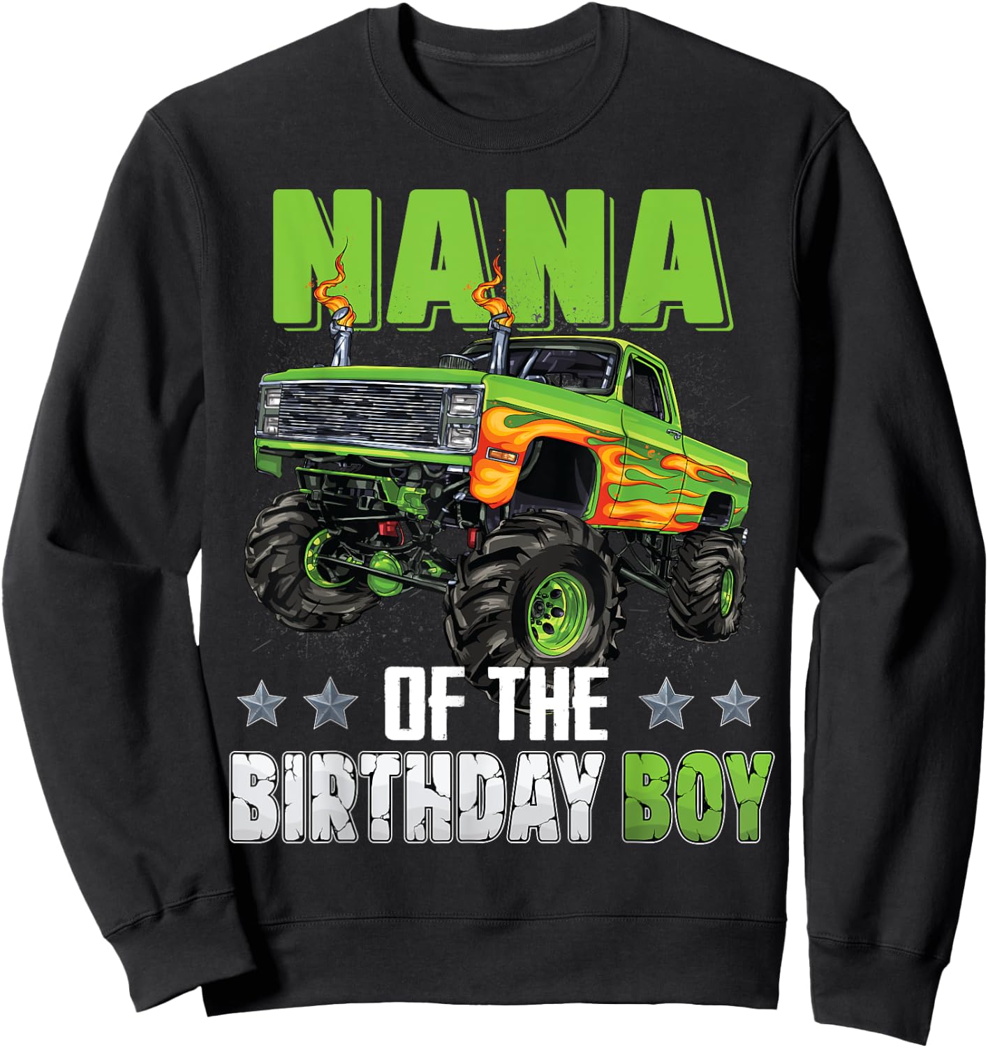 Nana of Birthday Boy Monster Truck Car Family Matching Mimi Sweatshirt - Sweatshirt | Black