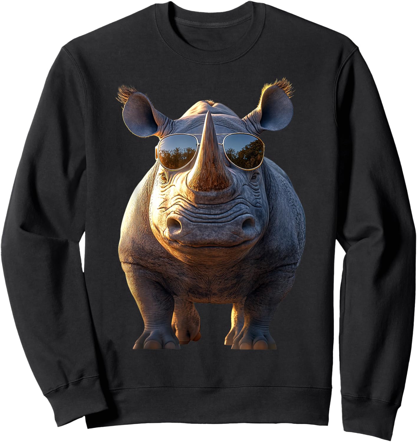 Rhino Rhinoceros White Rhinoceros Safari Cute Rhinos Sweatshirt - Sweatshirt | Black