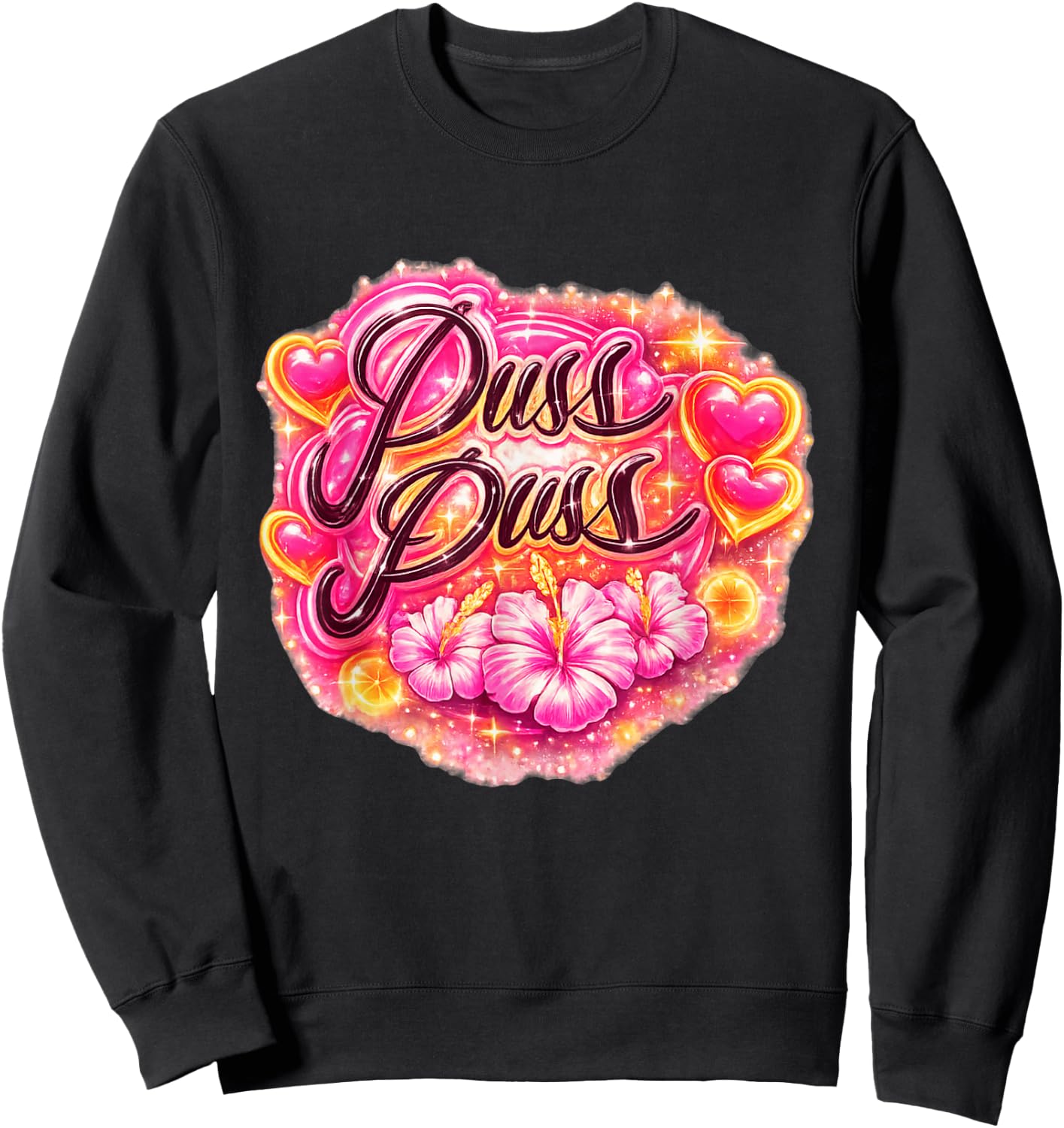 Retro Cat Lover Graphic Puss Pus Midnight Sun Cats Nordic Sweatshirt - Sweatshirt | Black