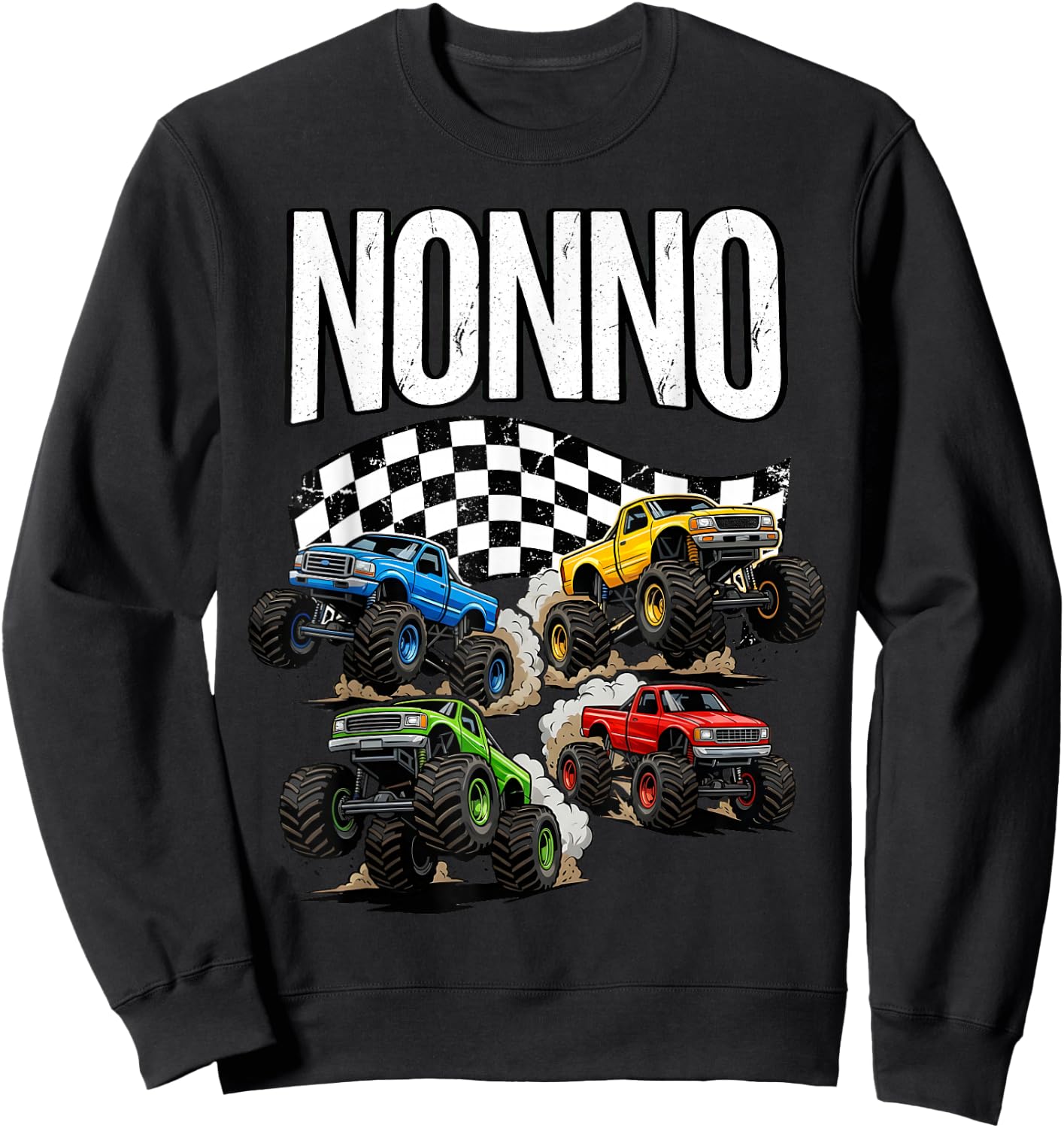 Monster Truck Nonno Grandpa Birthday Family Crew Matching Sweatshirt - Sweatshirt | Black