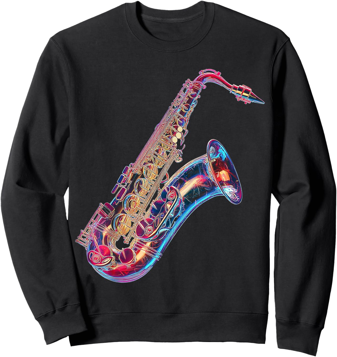 Saxophone Music Instrument Graphic Artwork Saxophone Sweatshirt - Sweatshirt | Black