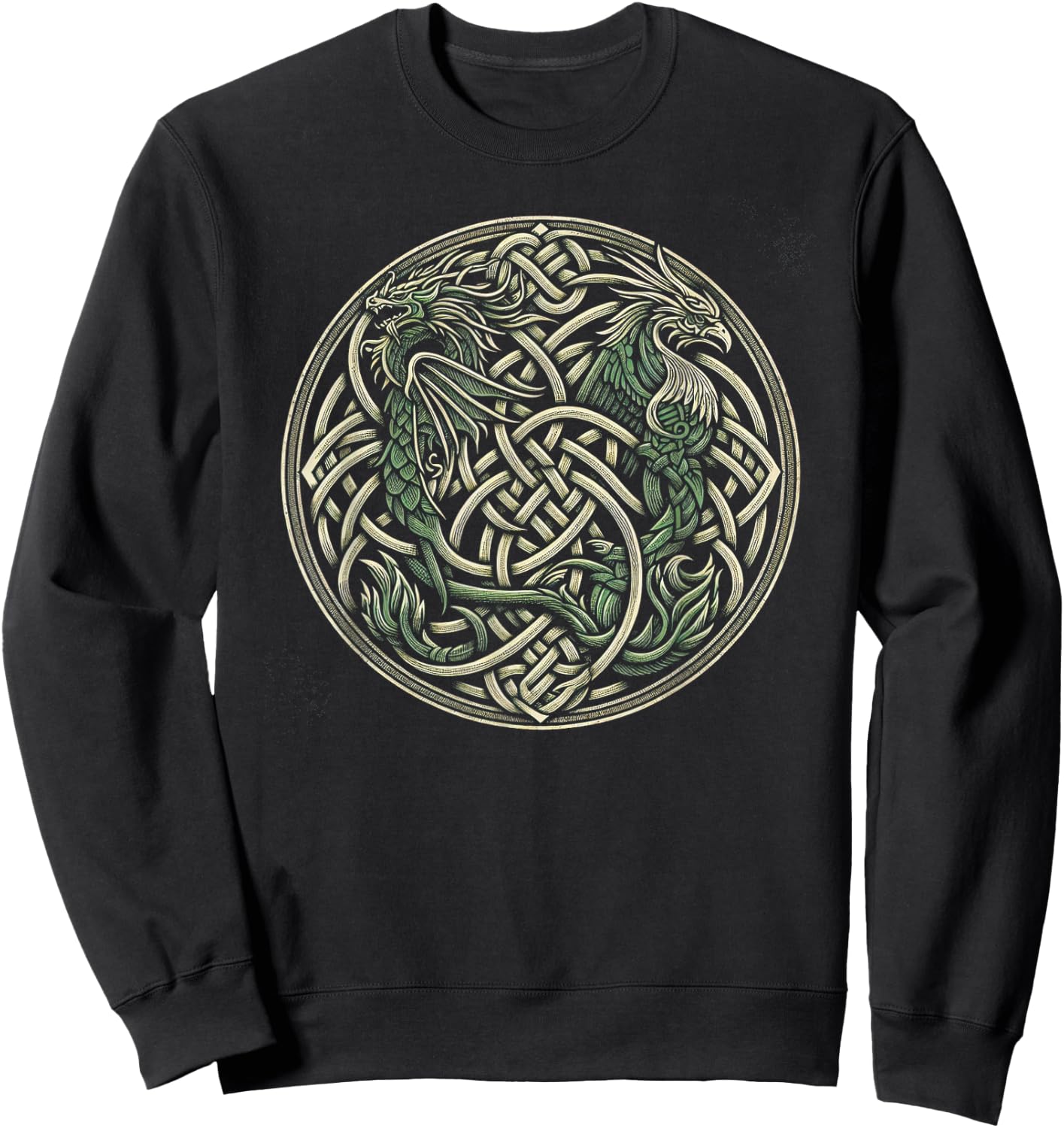 Intricate Celtic Knot with Dragon and Phoenix Sweatshirt - Sweatshirt | Black
