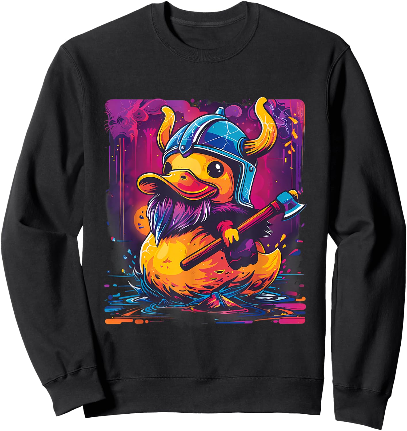 Rubber Duck Colourful Viking Duck Artwork Rubber Duck Lover Sweatshirt - Sweatshirt | Black