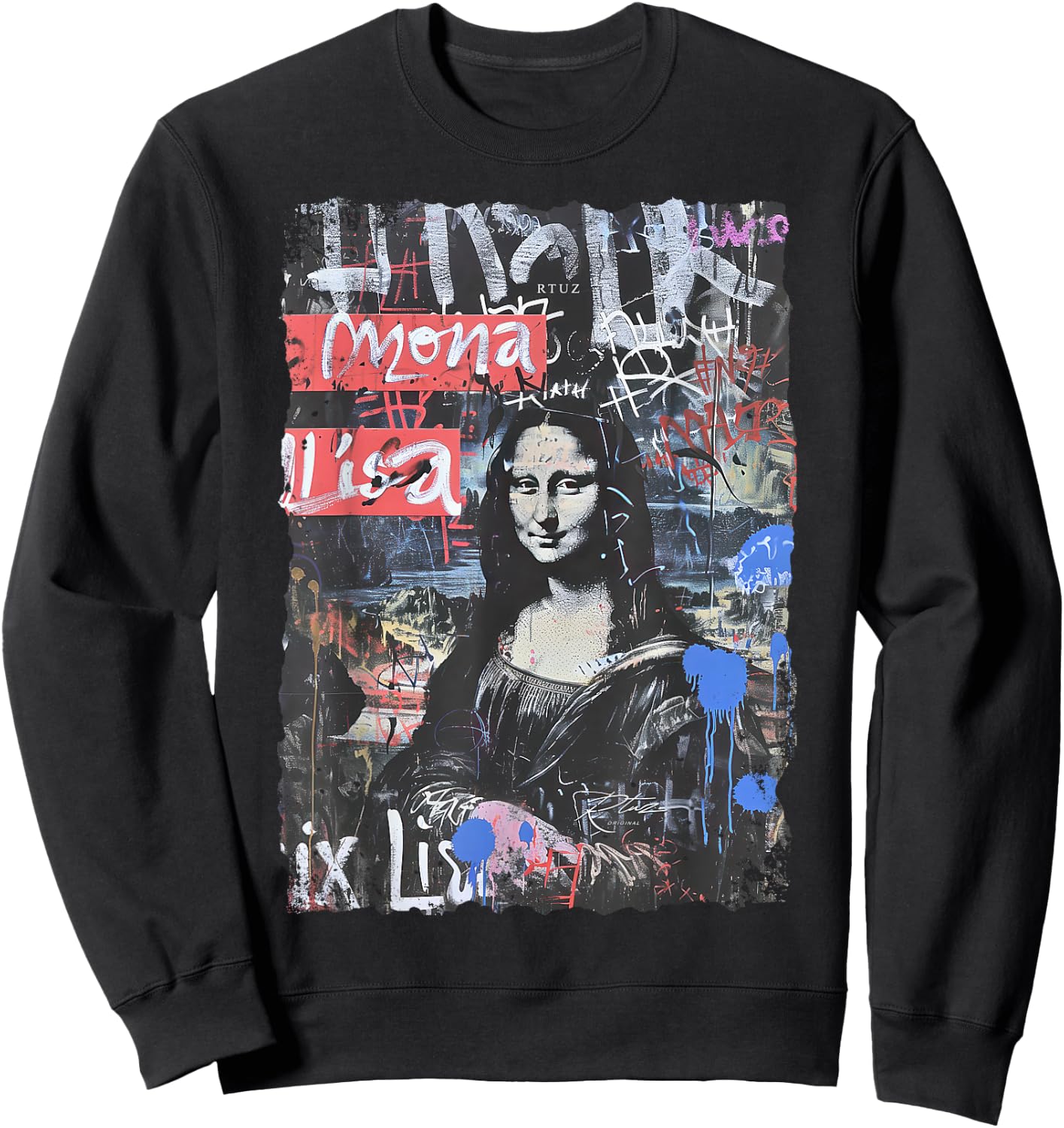 Abstrakt Graffiti Kunst Leonardo Da Vinci Kunst Mona Lisa Sweatshirt - Sweatshirt | Black