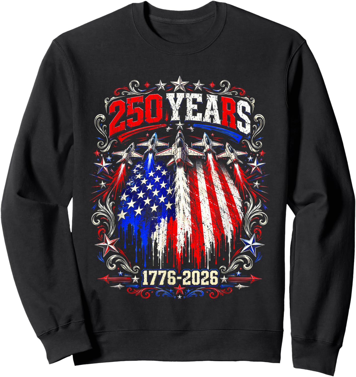 250 Anniversary USA Flag Sweatshirt - Sweatshirt | Black