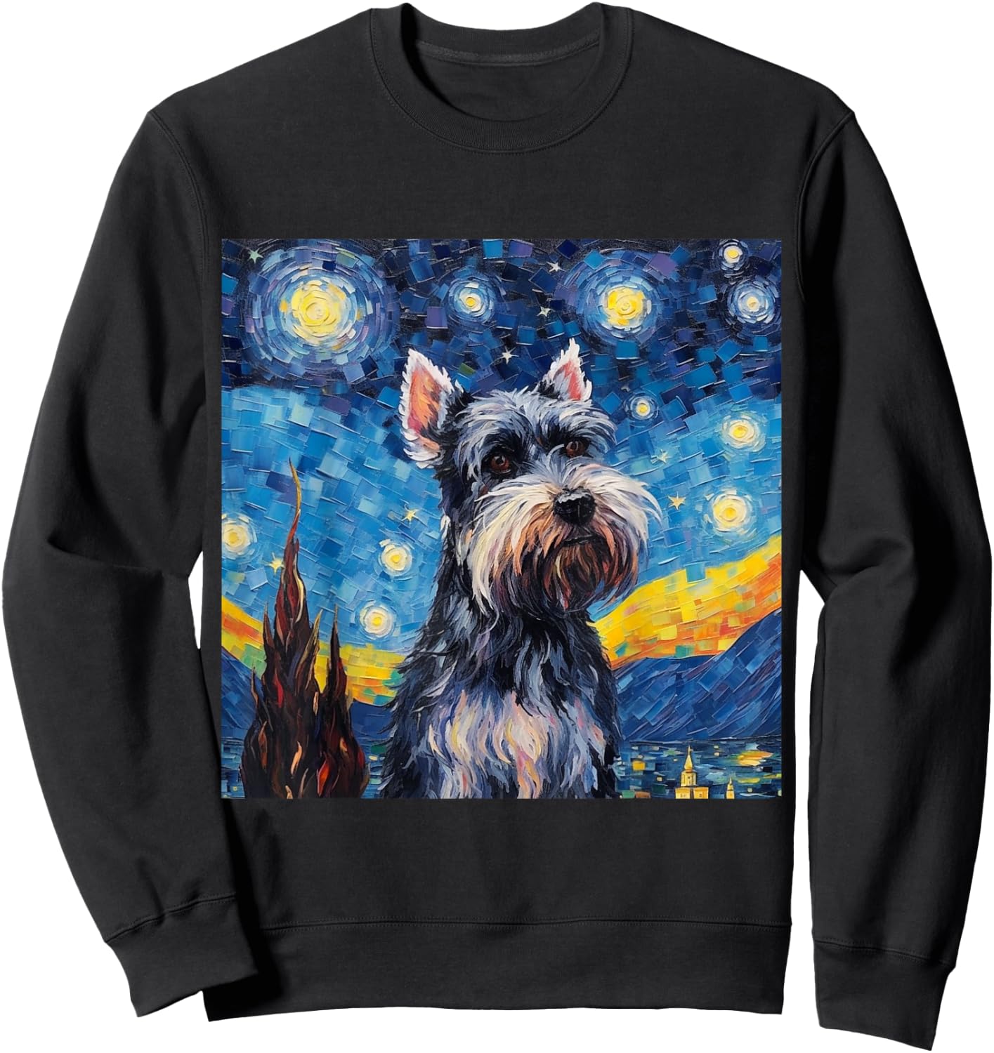 Miniature Schnauzer Starry Night - Miniature Schnauzer Sweatshirt - Sweatshirt | Black