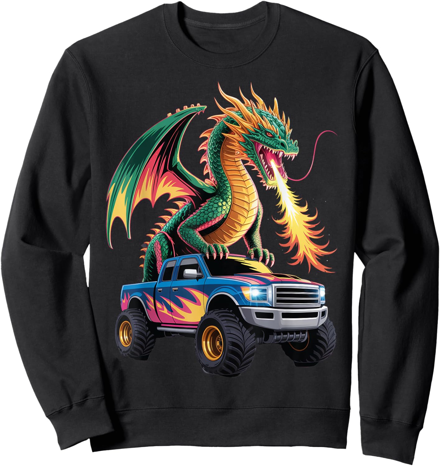 Dragon Monster Truck Art Sweatshirt - Sweatshirt | Black