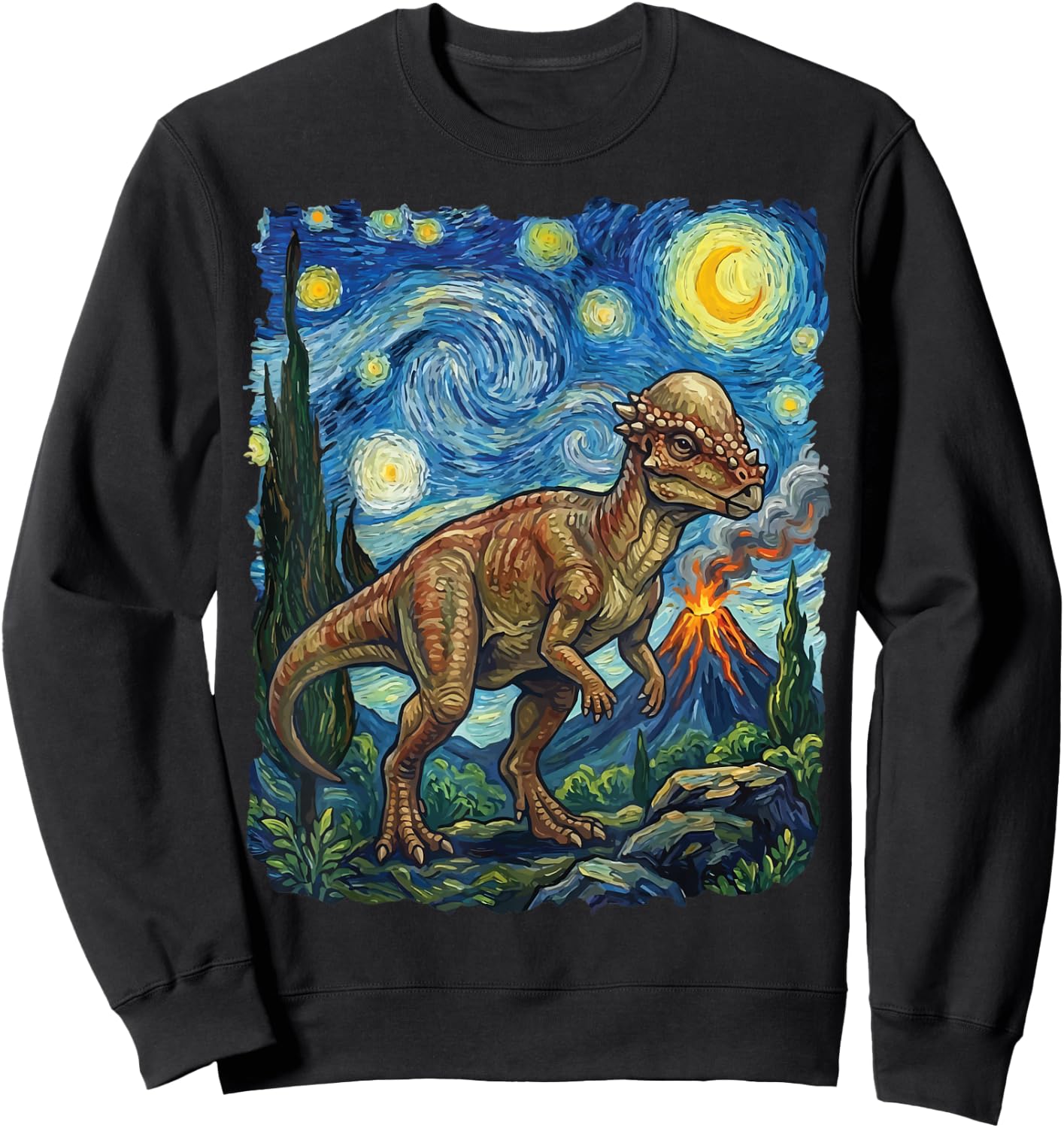 Pachycephalosaurus Starry Night Sweatshirt - Sweatshirt | Black