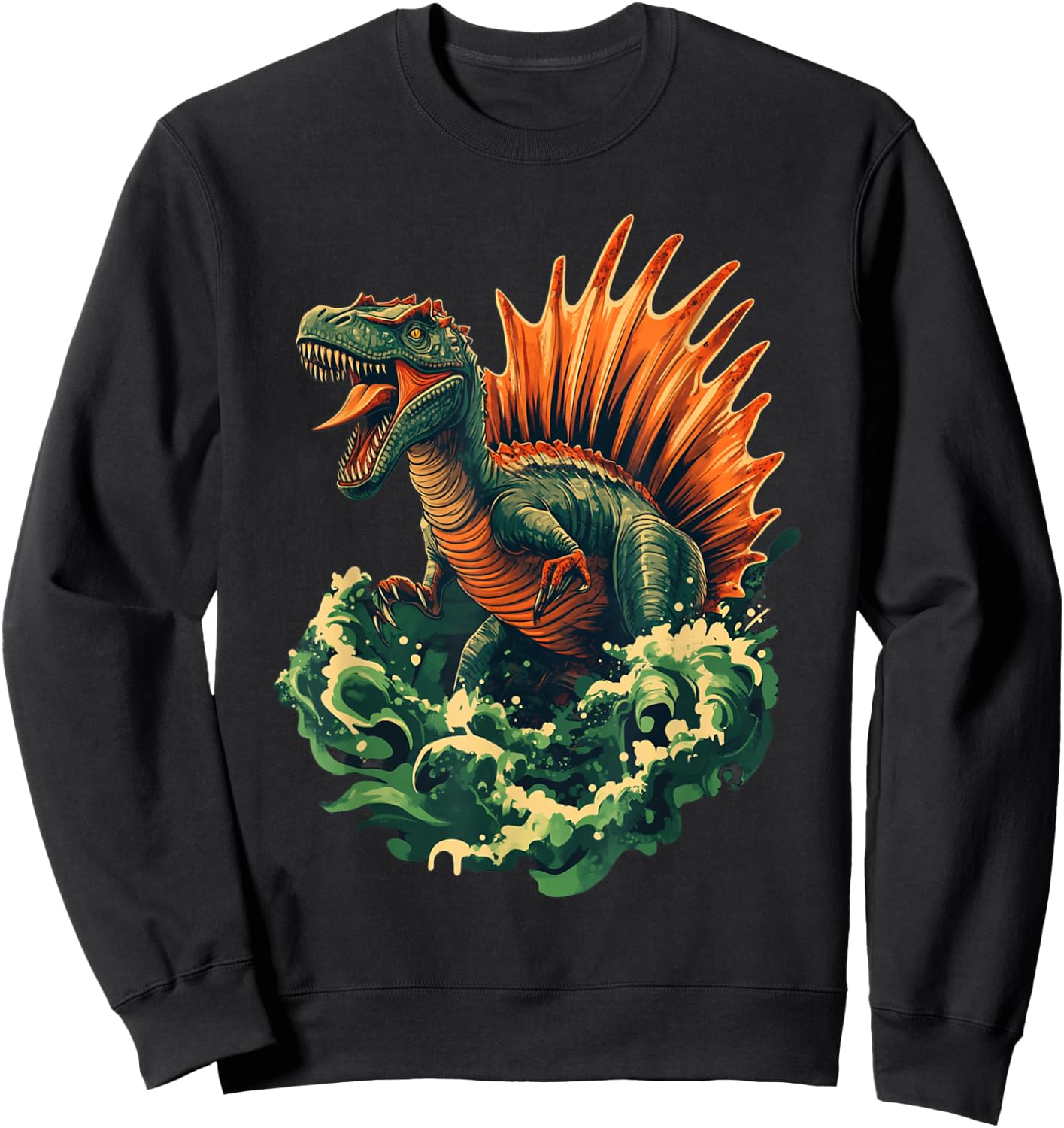 Cool Spinosaurus Graphic Dinosaur Dino Lover Sweatshirt - Sweatshirt | Black