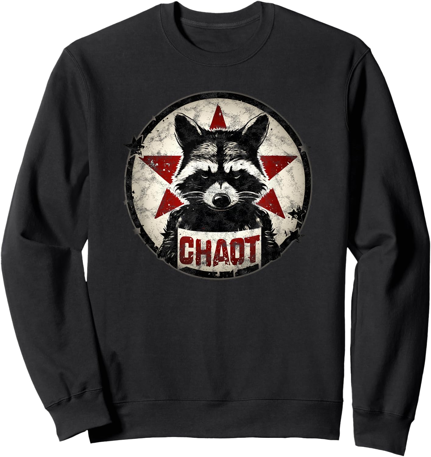 Raccoon Chaos Anarchy Star Fighter Revolution Vintage , black Sweatshirt - Sweatshirt | Black