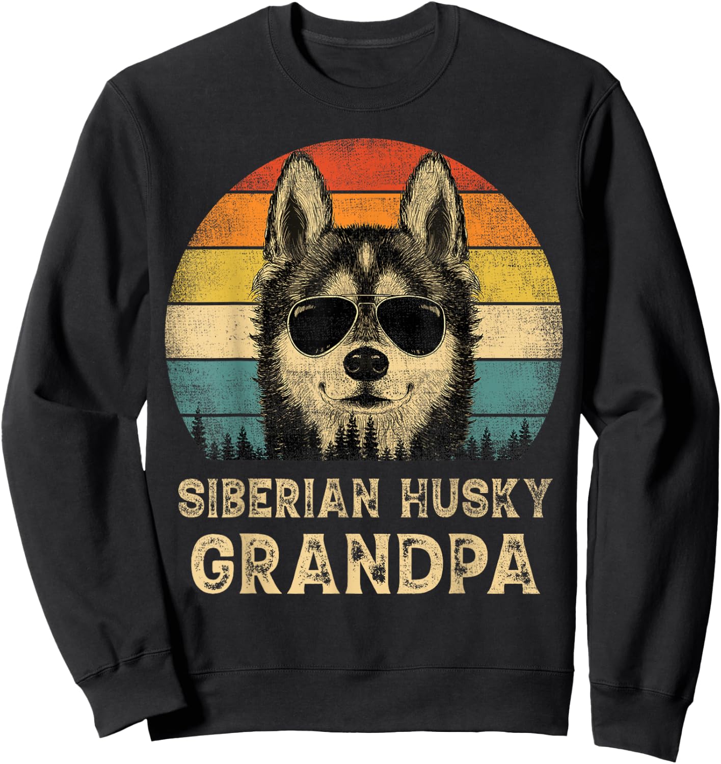 Vintage Siberian Husky Grandpa Dog Lovers Father's Day Men Women Sweatshirt - Sweatshirt | Black