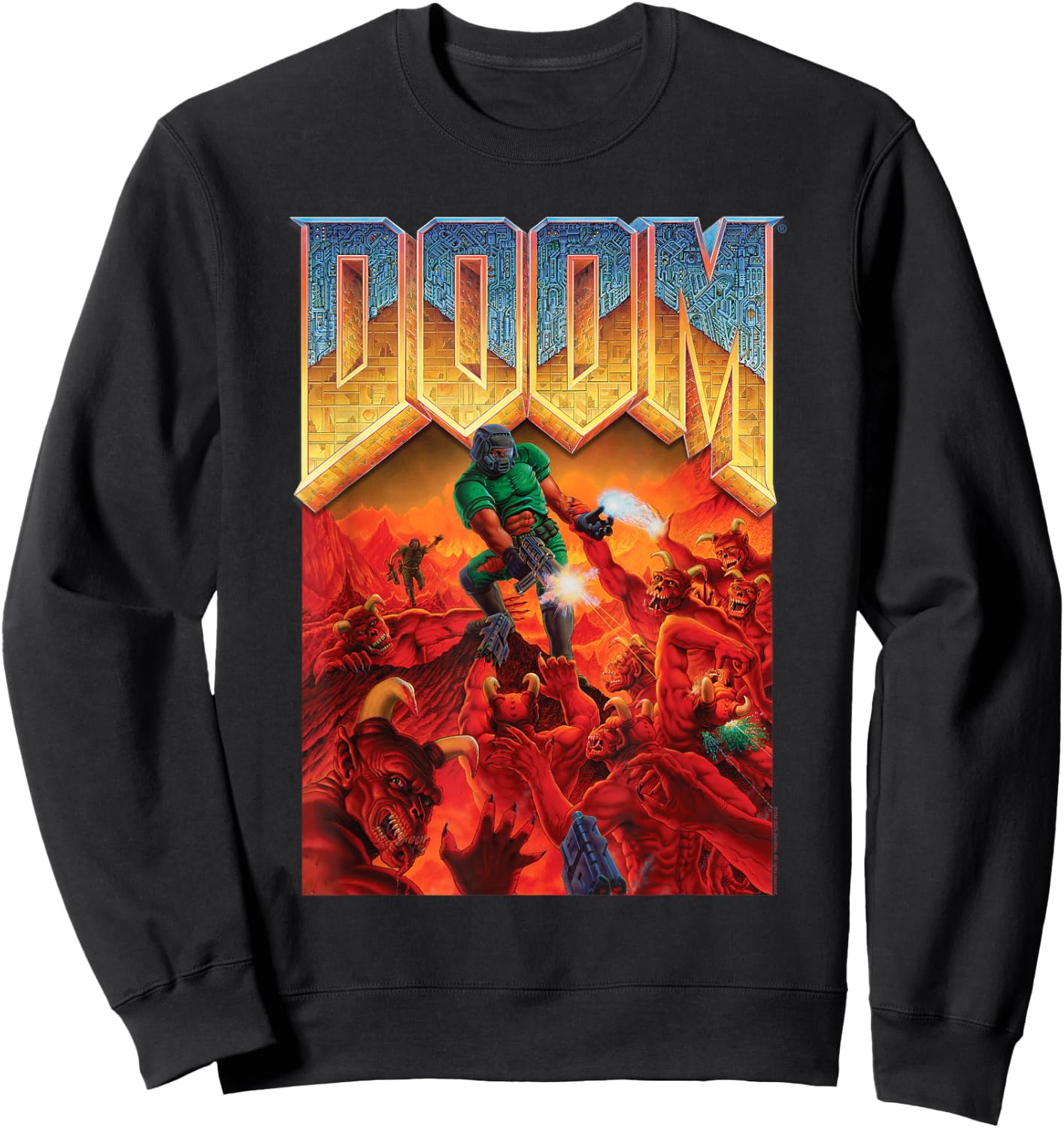 Ripple Junction x DOOM 1993 Video Game Cover Art , black Sweatshirt - Sweatshirt | Black