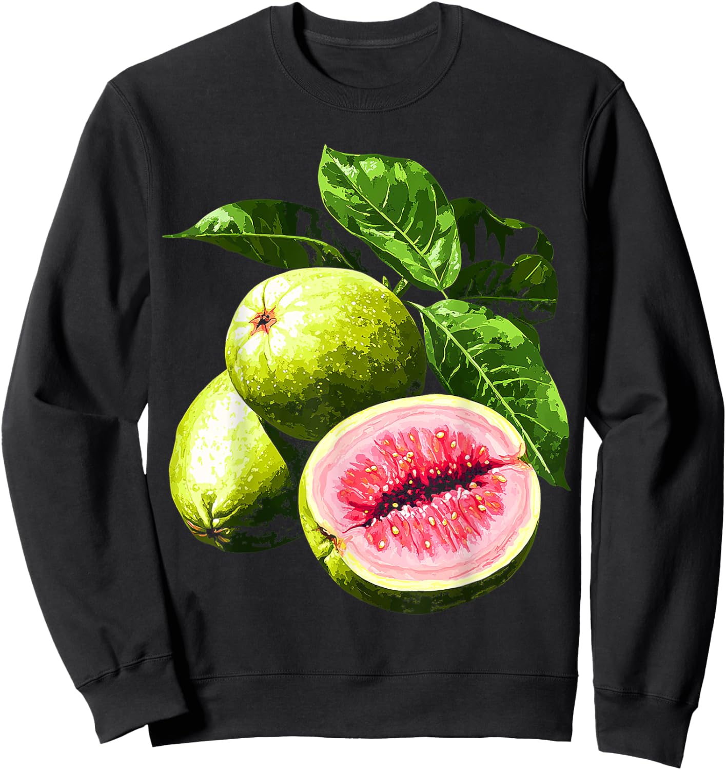 Guava Fruit Graphic Artwork Guava Sweatshirt - Sweatshirt | Black
