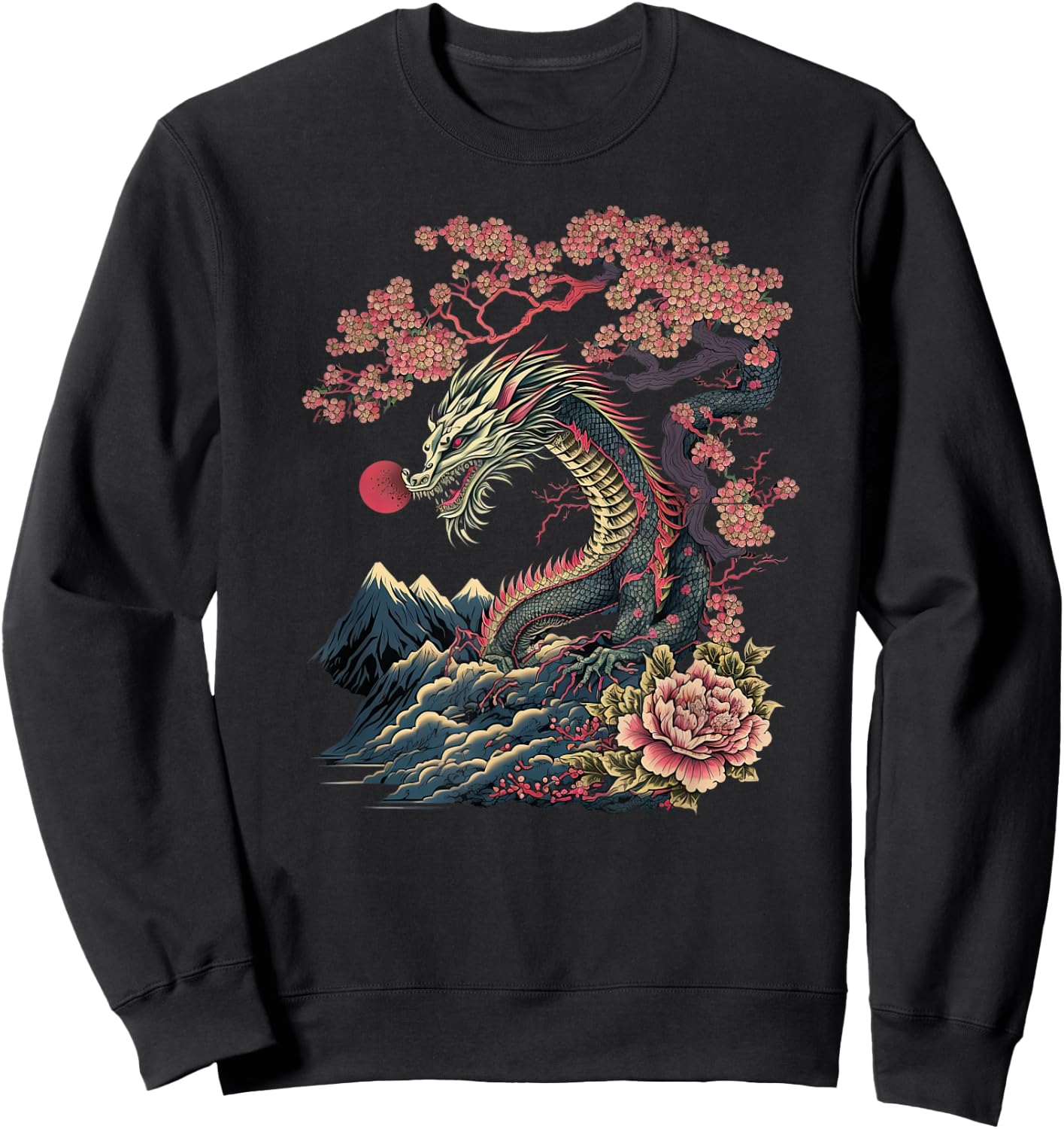 Japanese Aesthetic Dragon japanese art Japan Tattoo Sweatshirt - Sweatshirt | Black